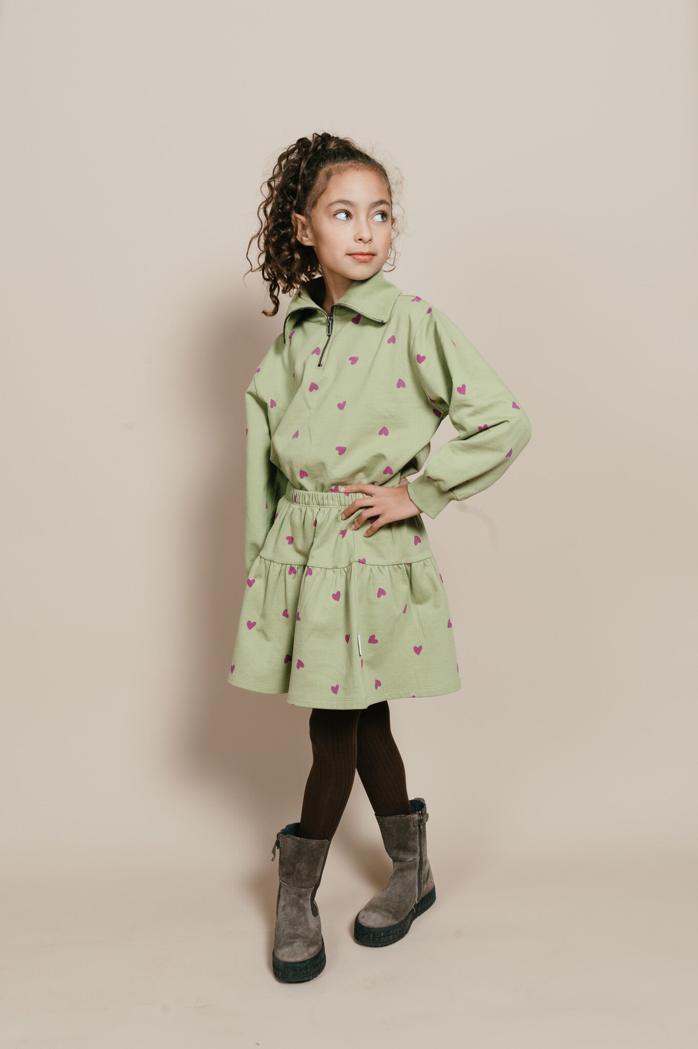 Mini Ruffle Skirt | Hearts AOP