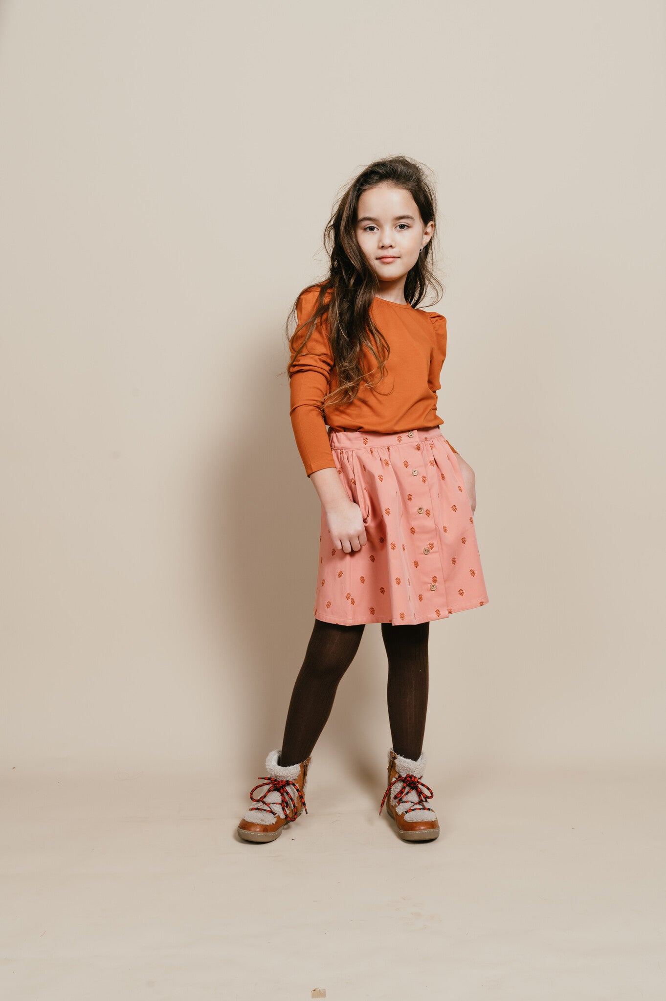 Mini Button Skirt | Batic AOP