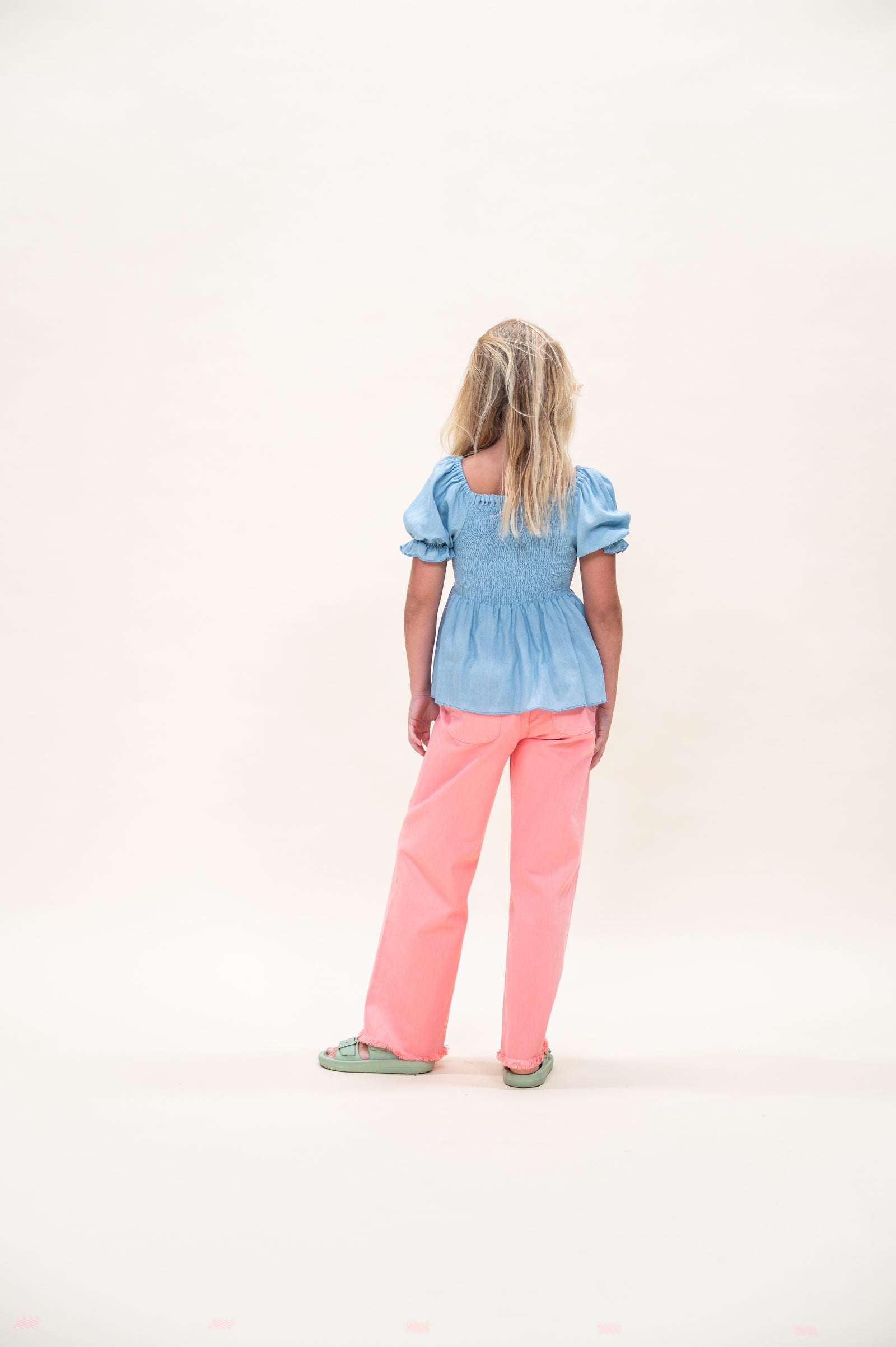 Smocked Top | Jeans Blue