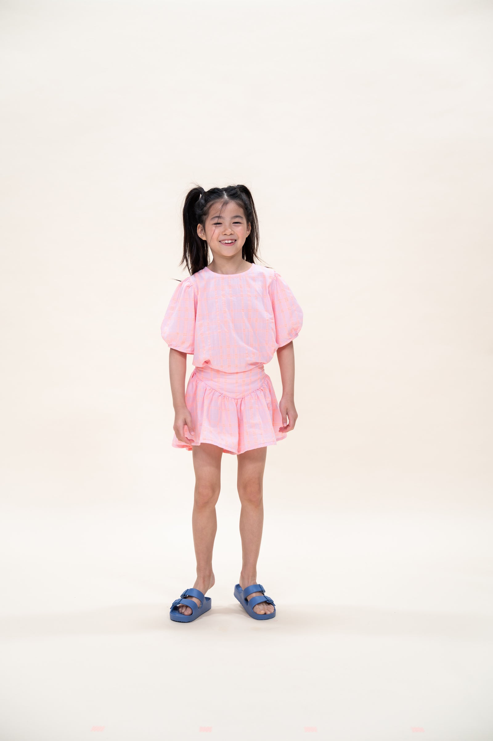Puff Sleeve Blouse | Pink / Neon Orange