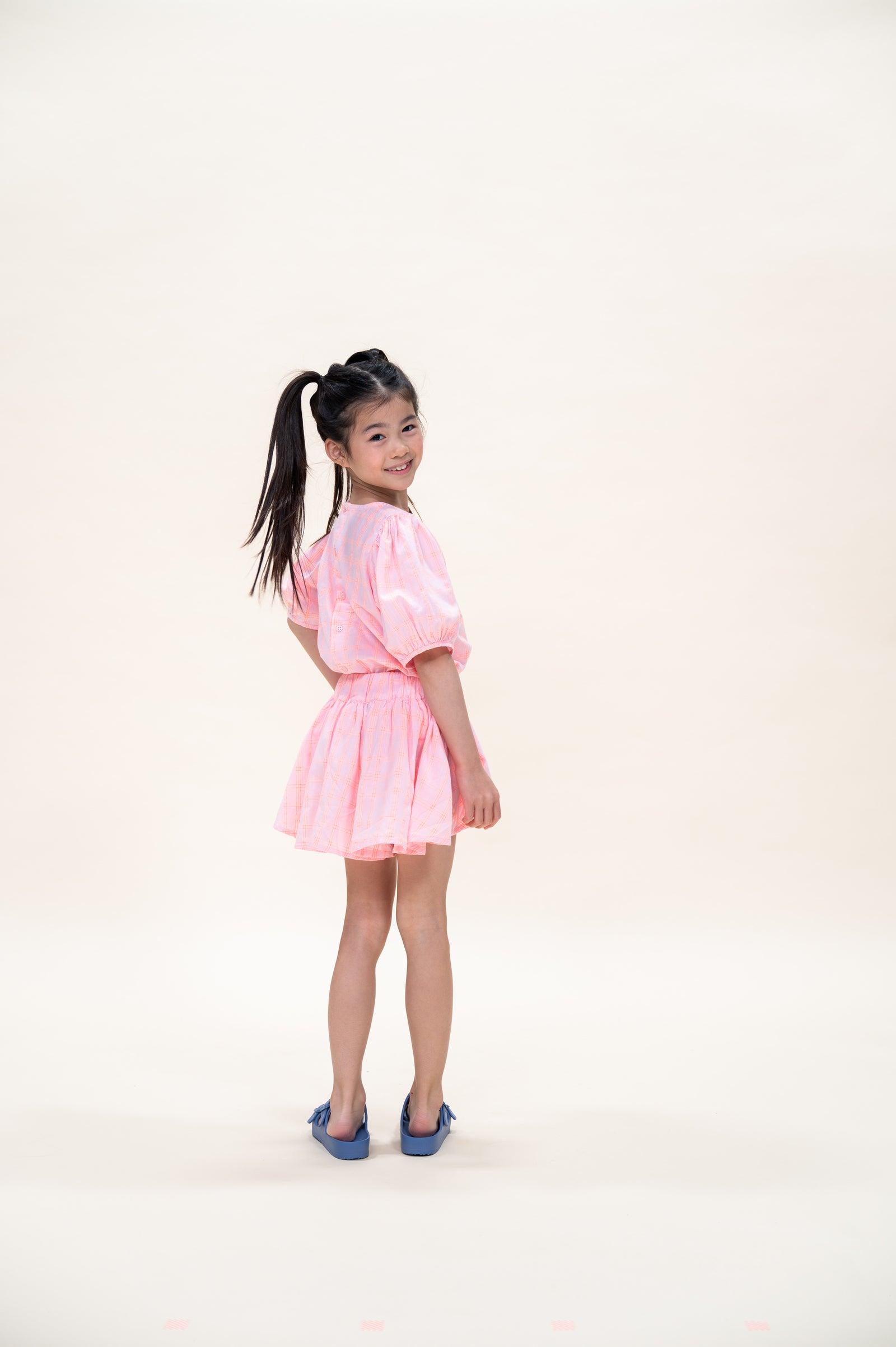 Puff Sleeve Blouse | Pink / Neon Orange