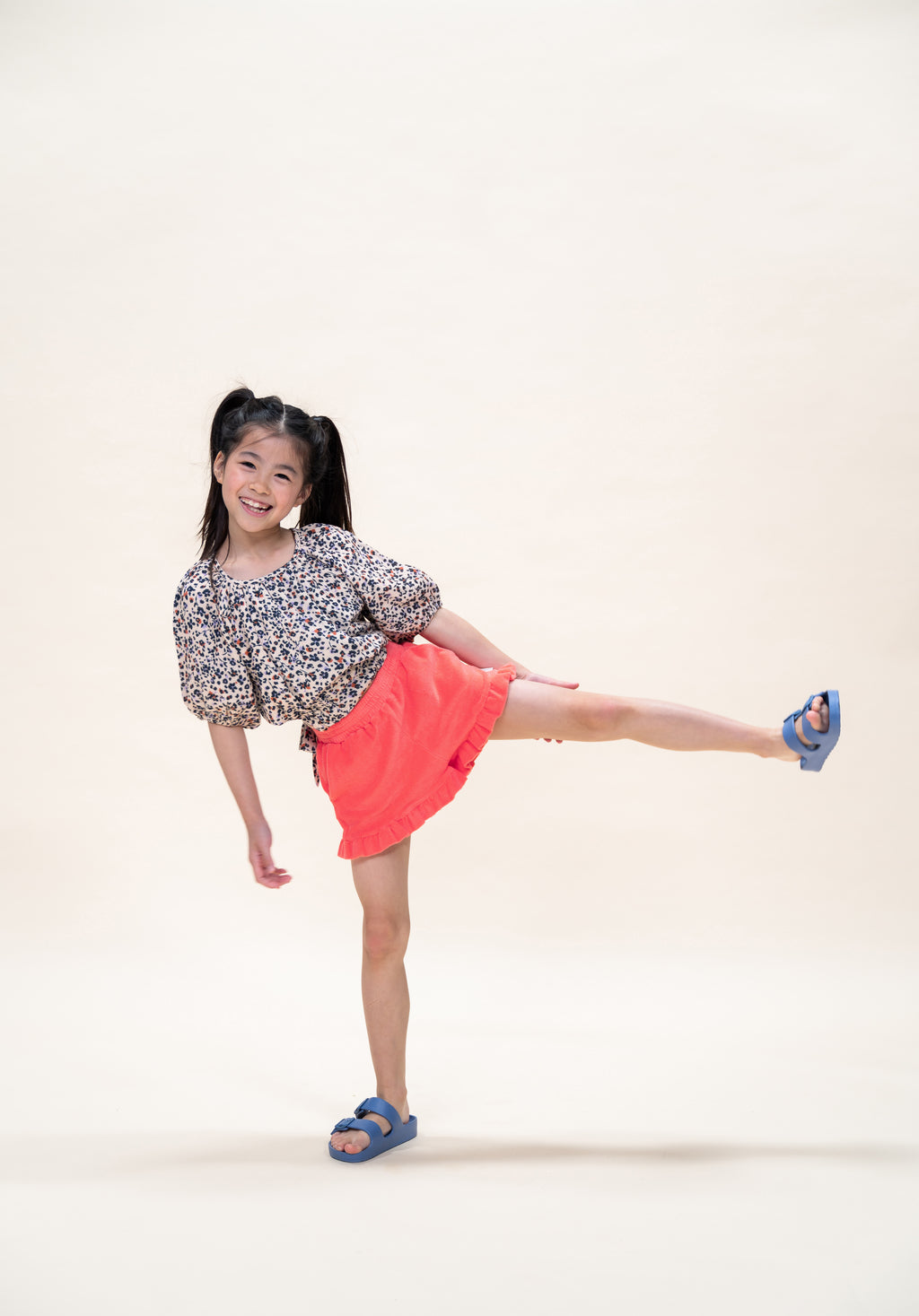 Ruffle Blouse Check | Gamba / Hydrangea