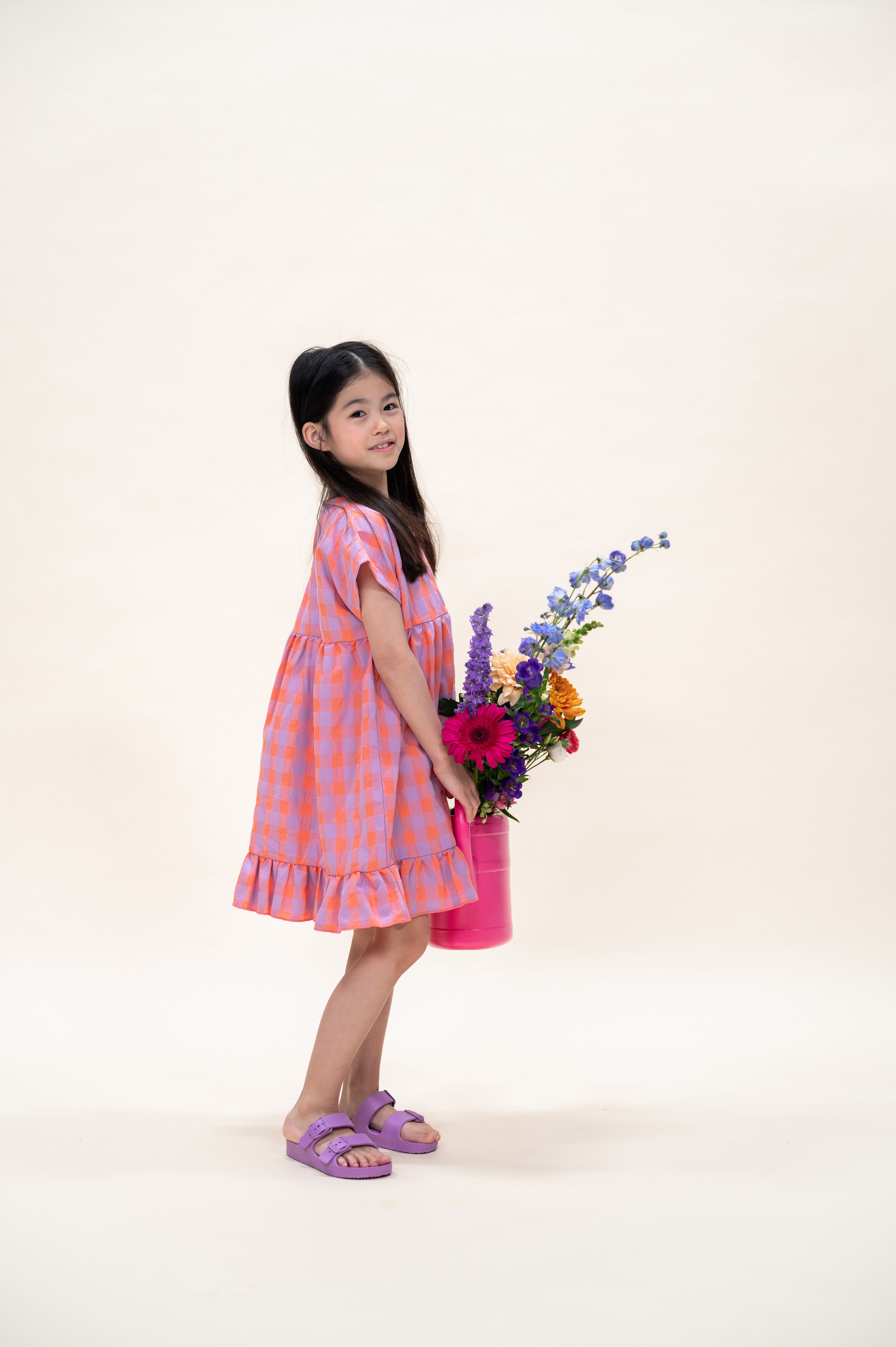 Julie Dress Check | Gamba/Hortensia