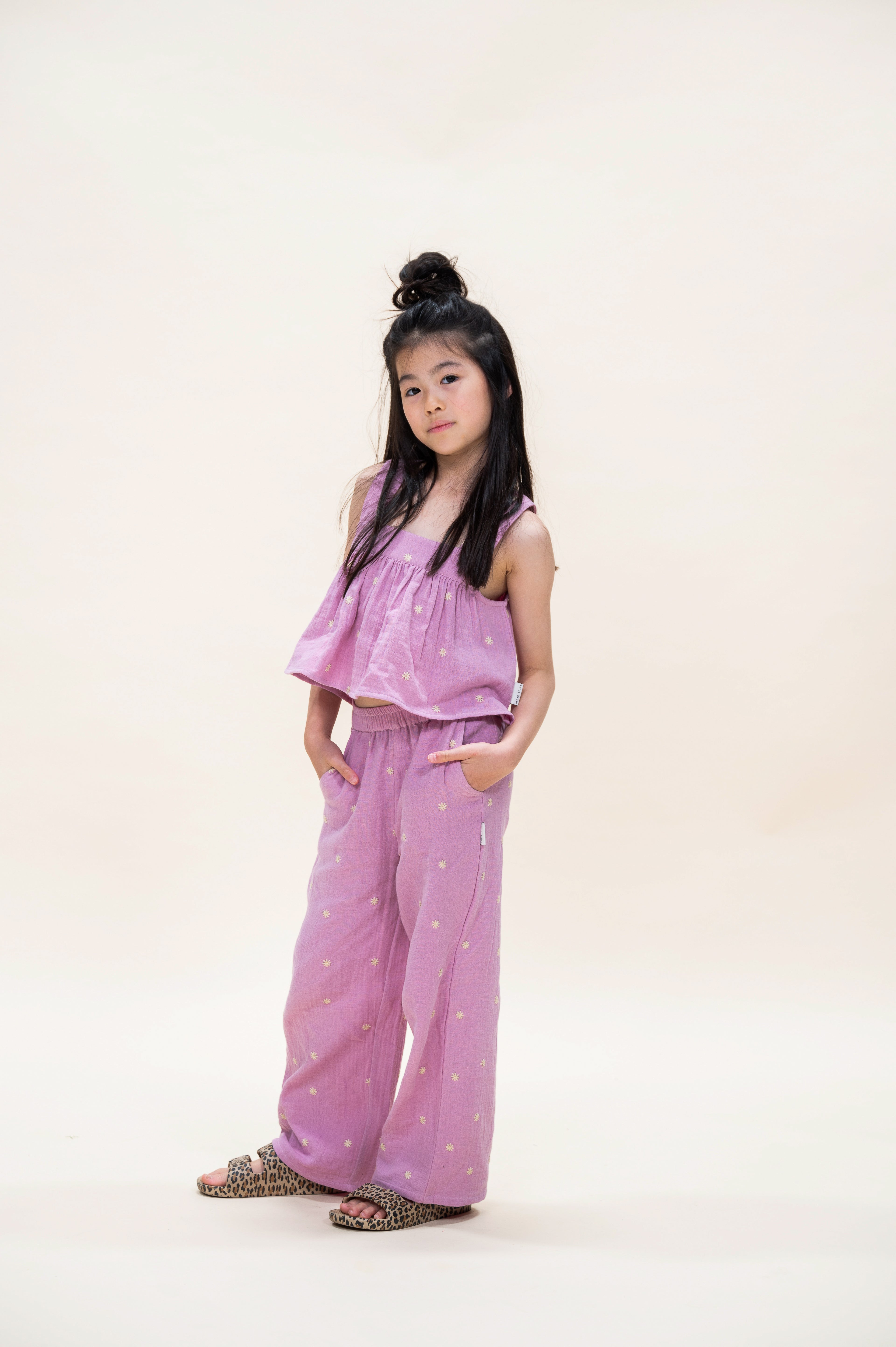 Wide Leg Pants Embroidery | Lilas