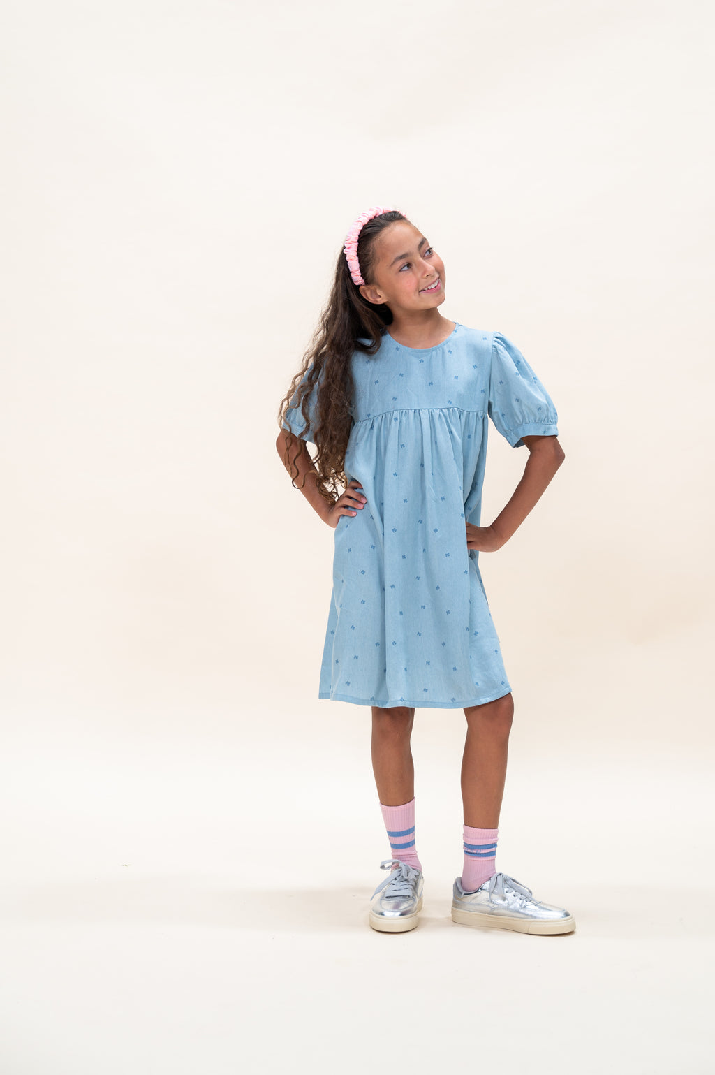 Puffärmelkleid | Jeansblau PB AOP