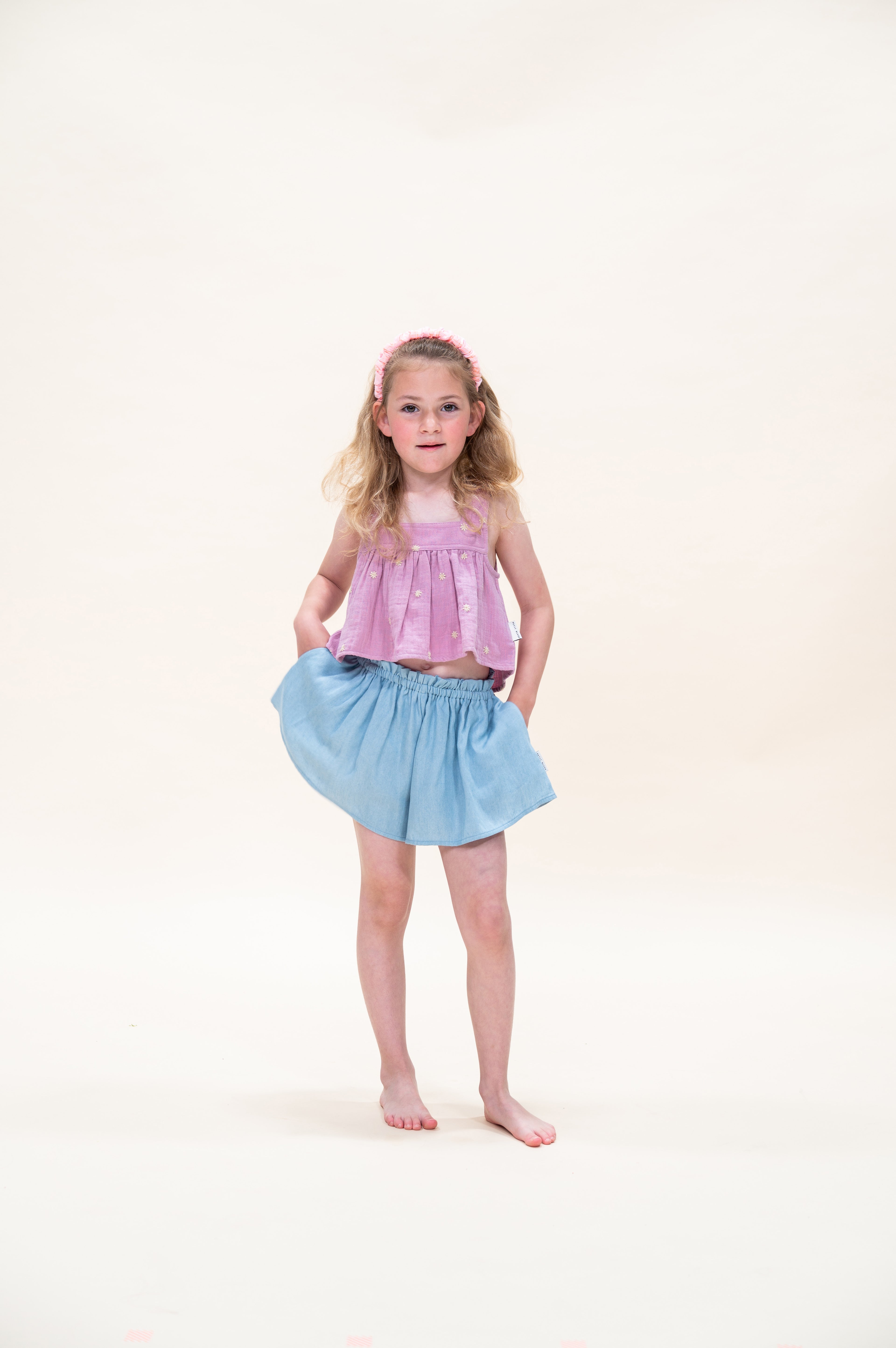 Smocked Headband | Pink / Neon Orange