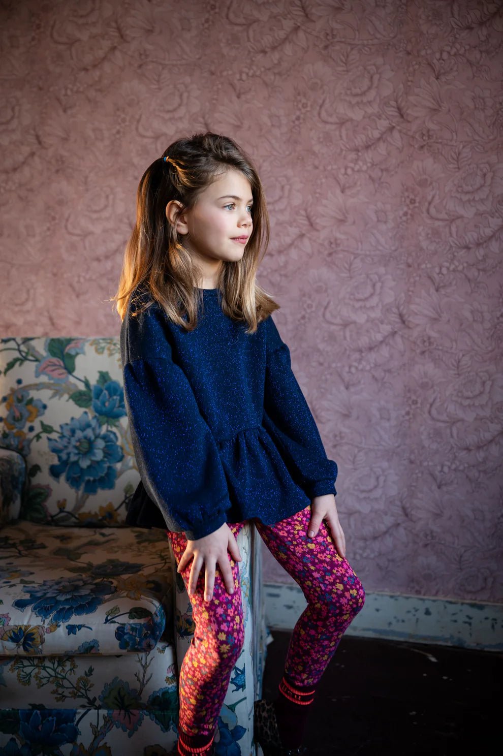 Ruffle Sweater | Blue Lurex