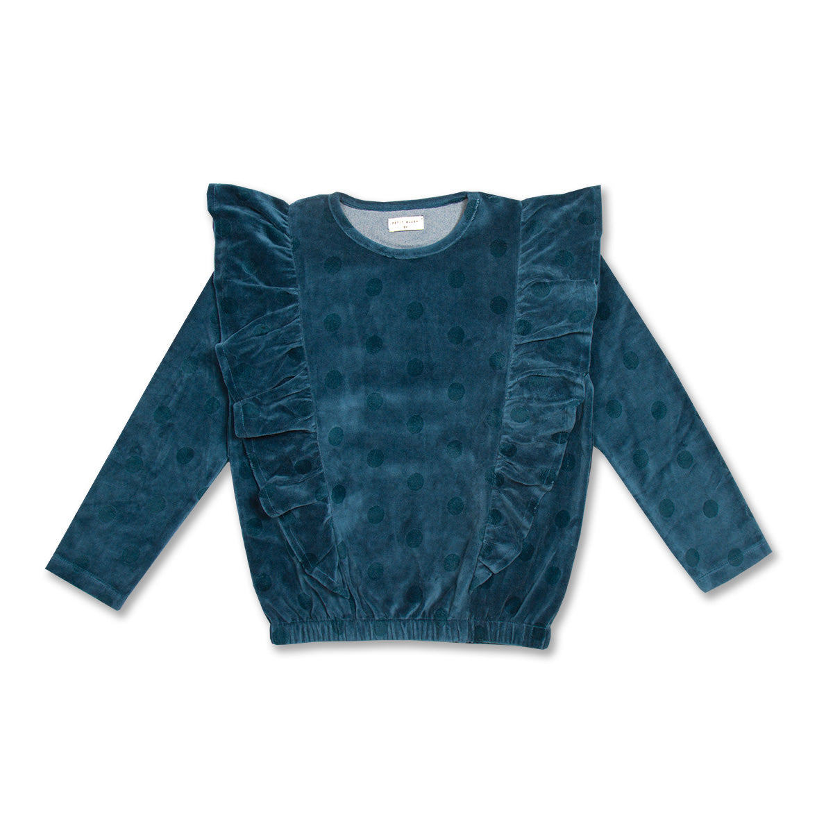 Ruffle Sweater Velour | Dots AOP