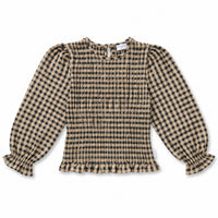 Flow Blouse  | Check Beige/Blue