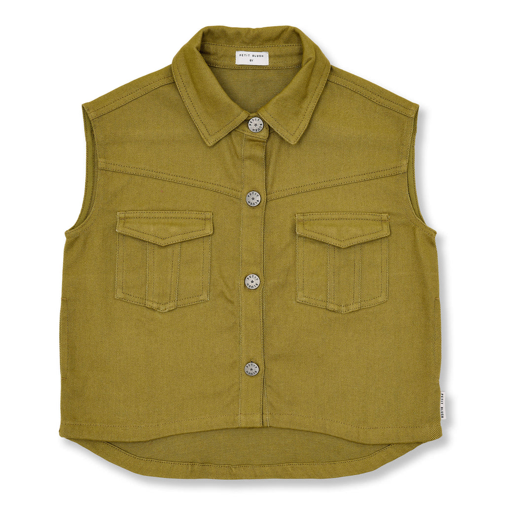 Denim Waistcoat | Khaki