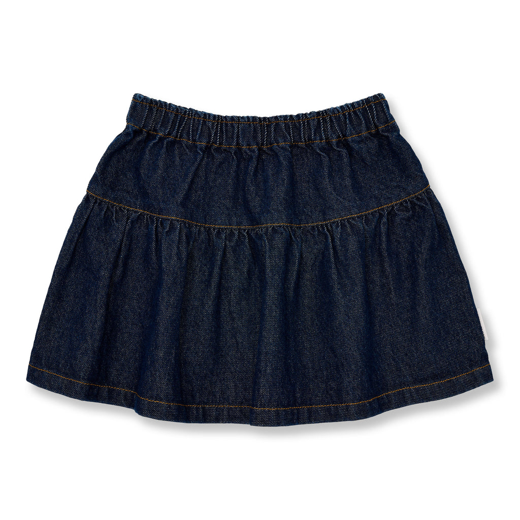 Denim Mini Ruffle Skirt | Dark Blue