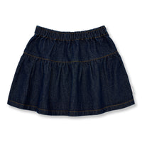 Denim Mini Ruffle Skirt | Dark Blue