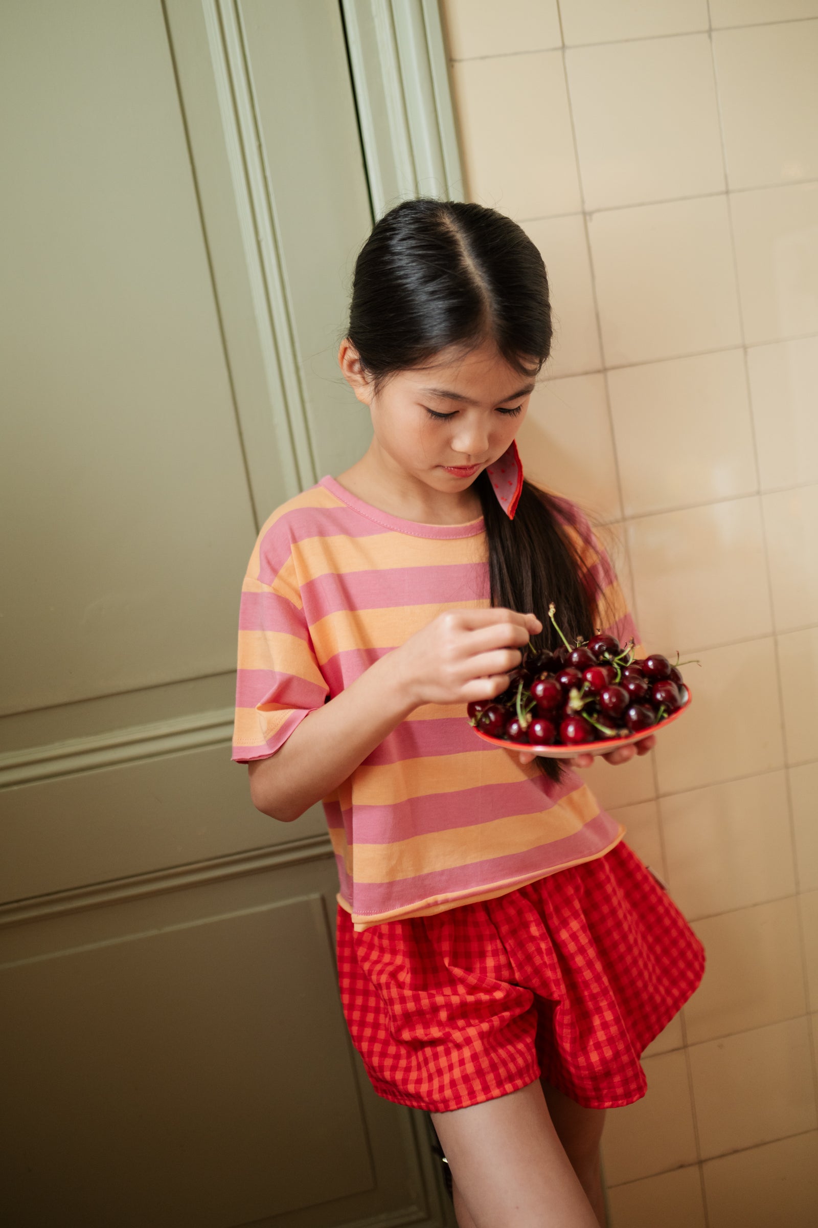 Ruffle Short | Check Red
