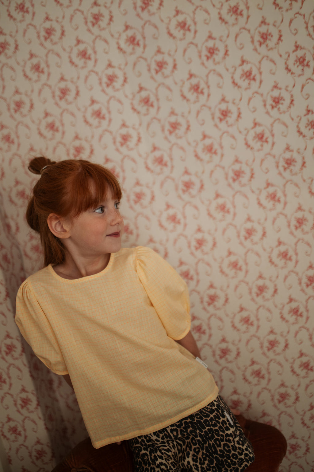 Puff Sleeve Blouse | Check Butter Yellow