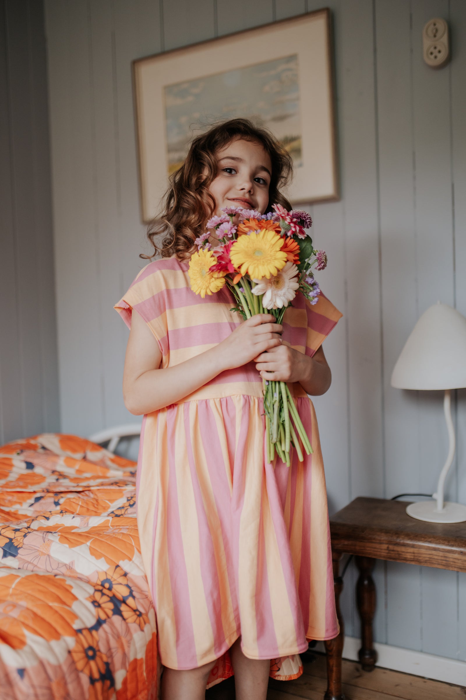 Stripe Dress | Cashmere Rose/Peach Cobbler