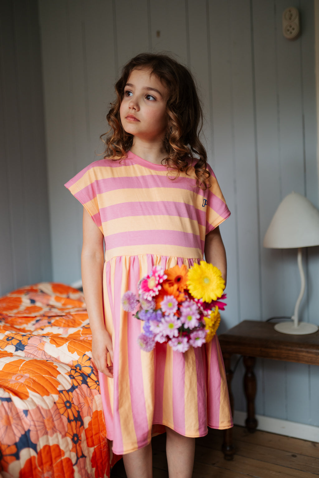 Stripe Dress | Cashmere Rose/Peach Cobbler