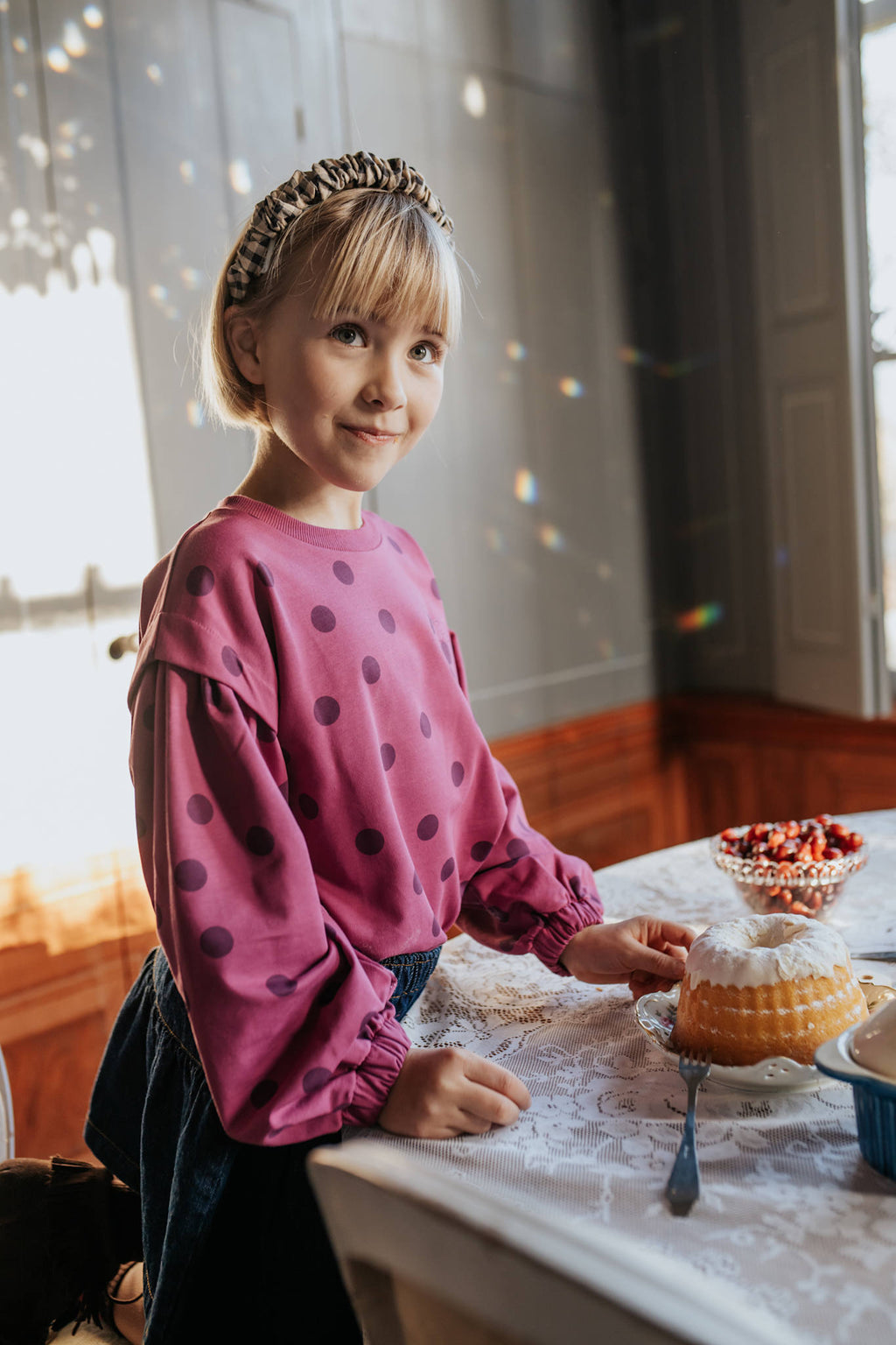 Carly Sweater Dots | Deep Orchid