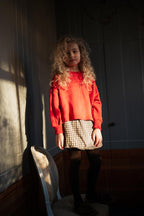 Cargo Ballon Skirt | Check Beige/Blue