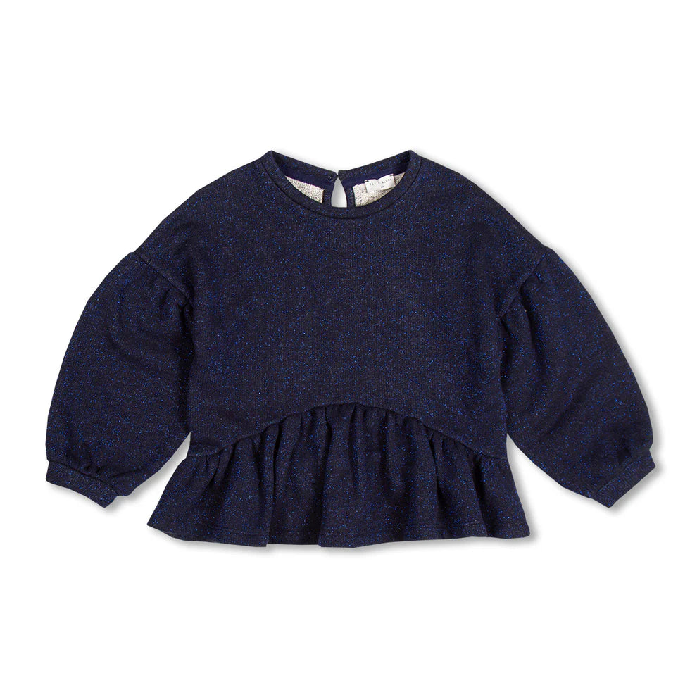 Ruffle Sweater | Blue Lurex