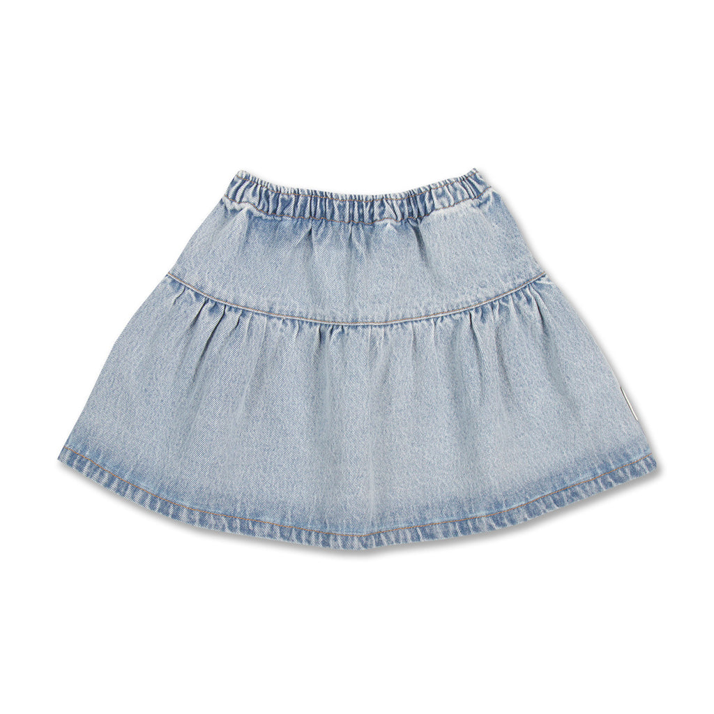 Jeans Ruffle Skirt | Light Blue Washed