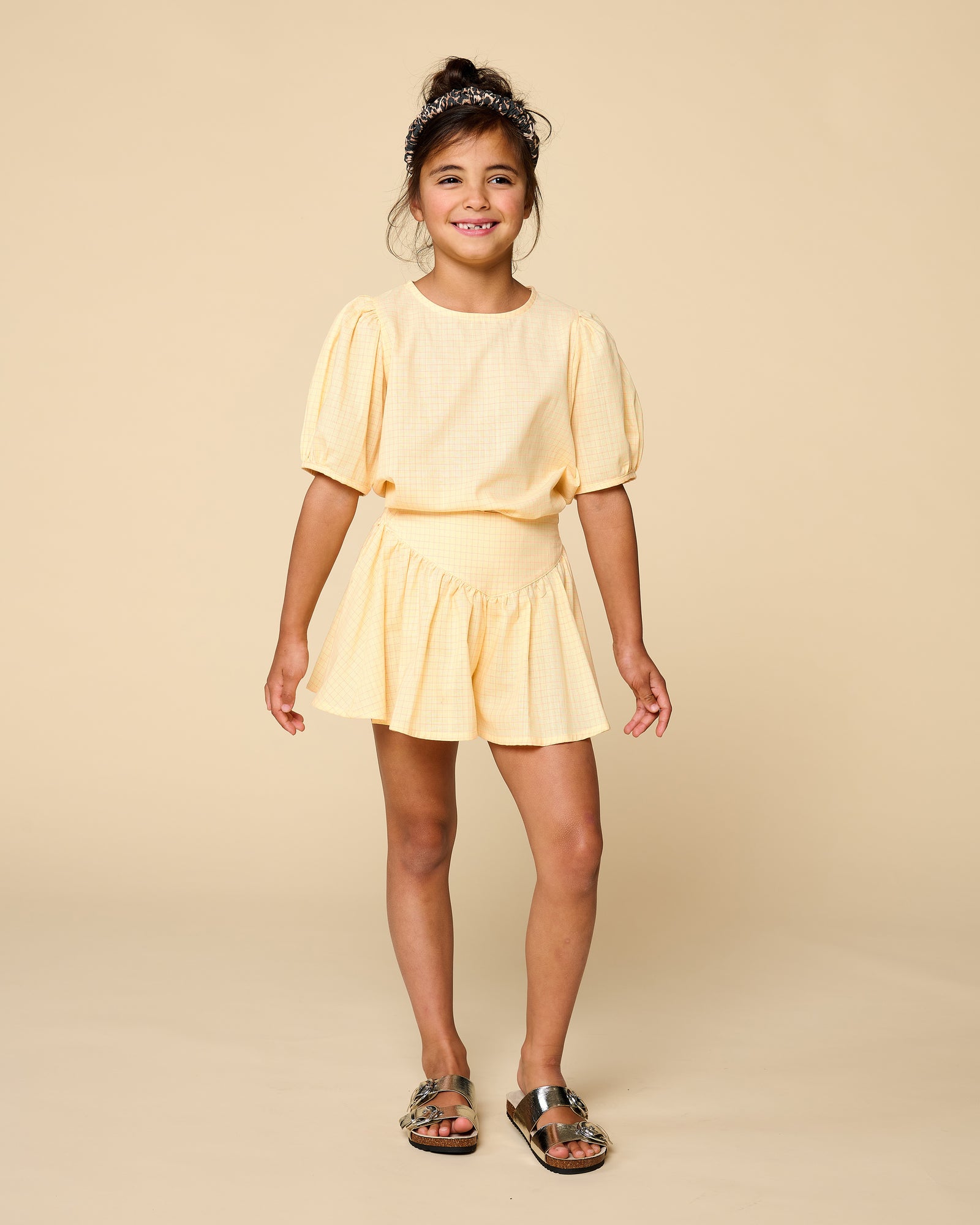 Romantic Short | Check Butter Yellow