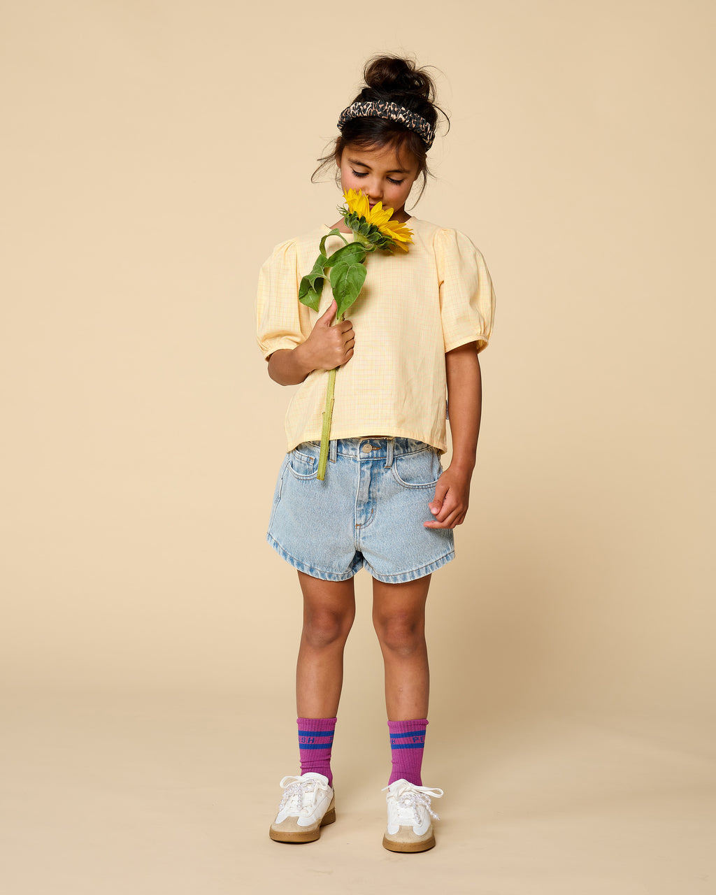 Puff Sleeve Blouse | Check Butter Yellow