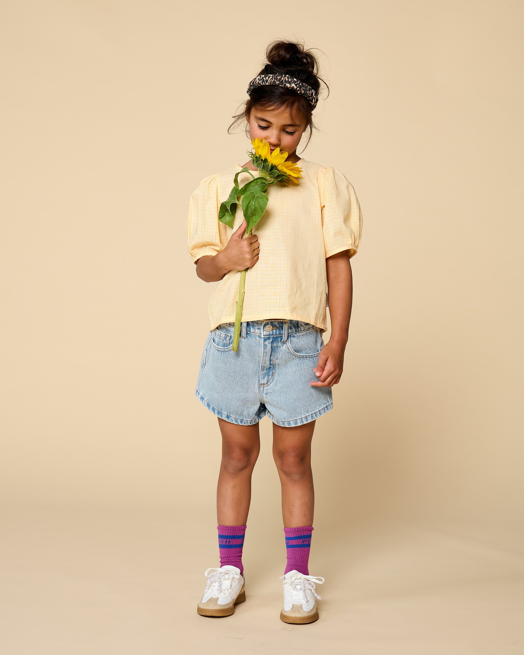 Puff Sleeve Blouse | Check Butter Yellow