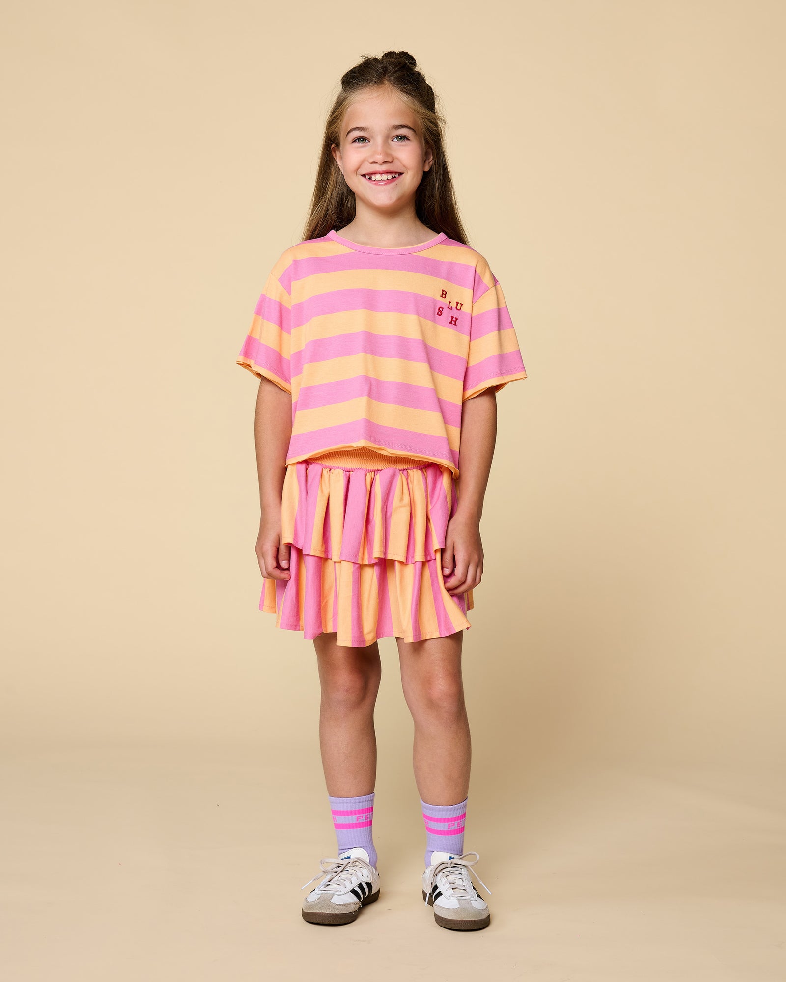 Stripe Smock Skirt | Cashmere Rose/Peach Cobbler
