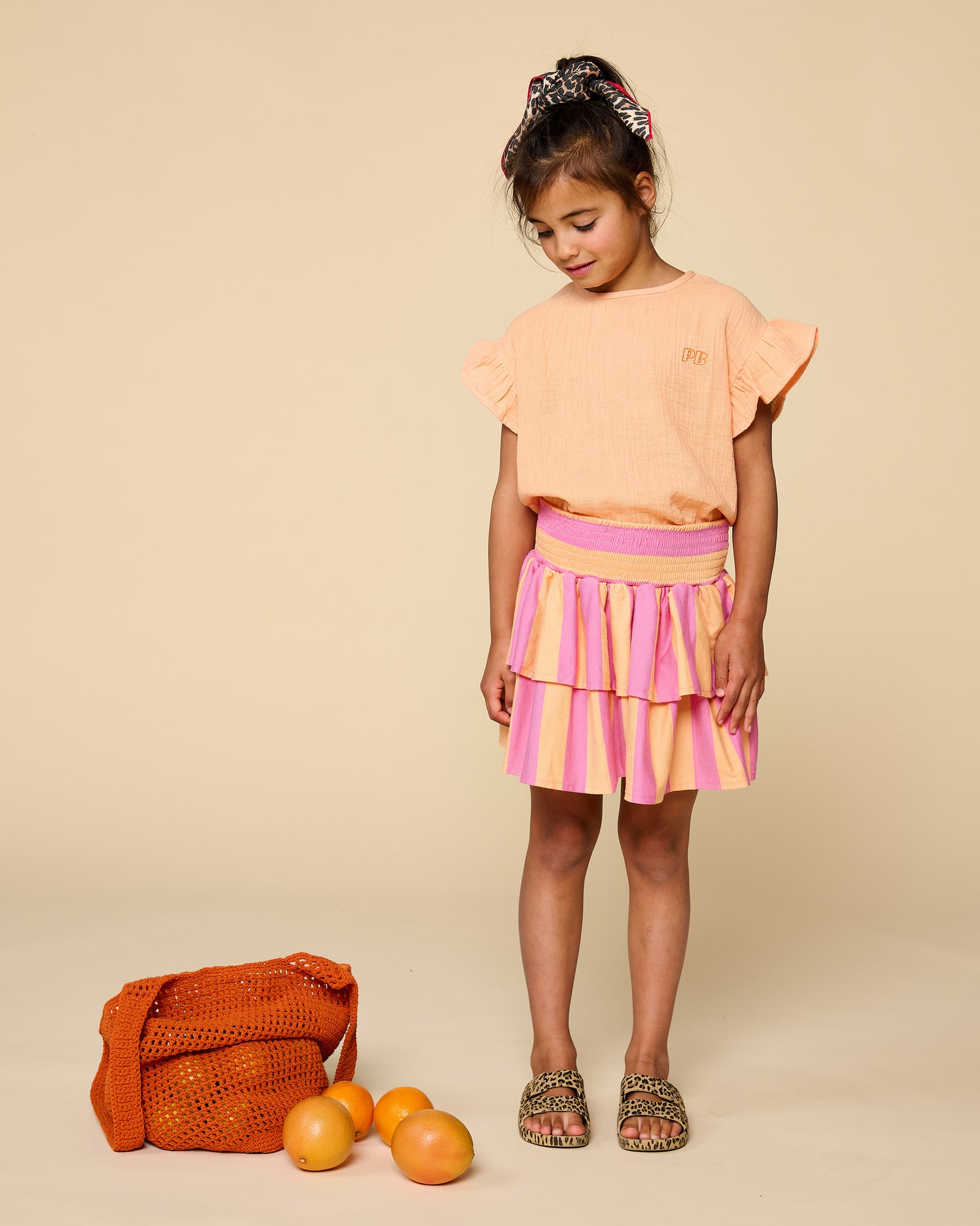 Loua Frill Blouse | Peach Cobbler
