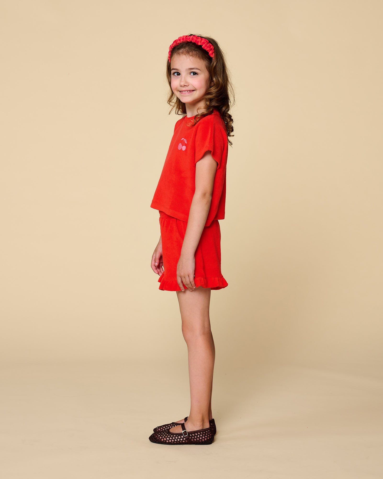 Smocked Headband | Check Red
