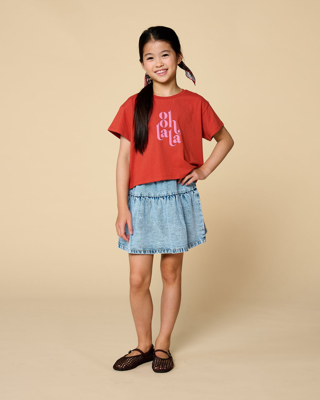 Jeans Ruffle Skirt  | Pale Light Blue