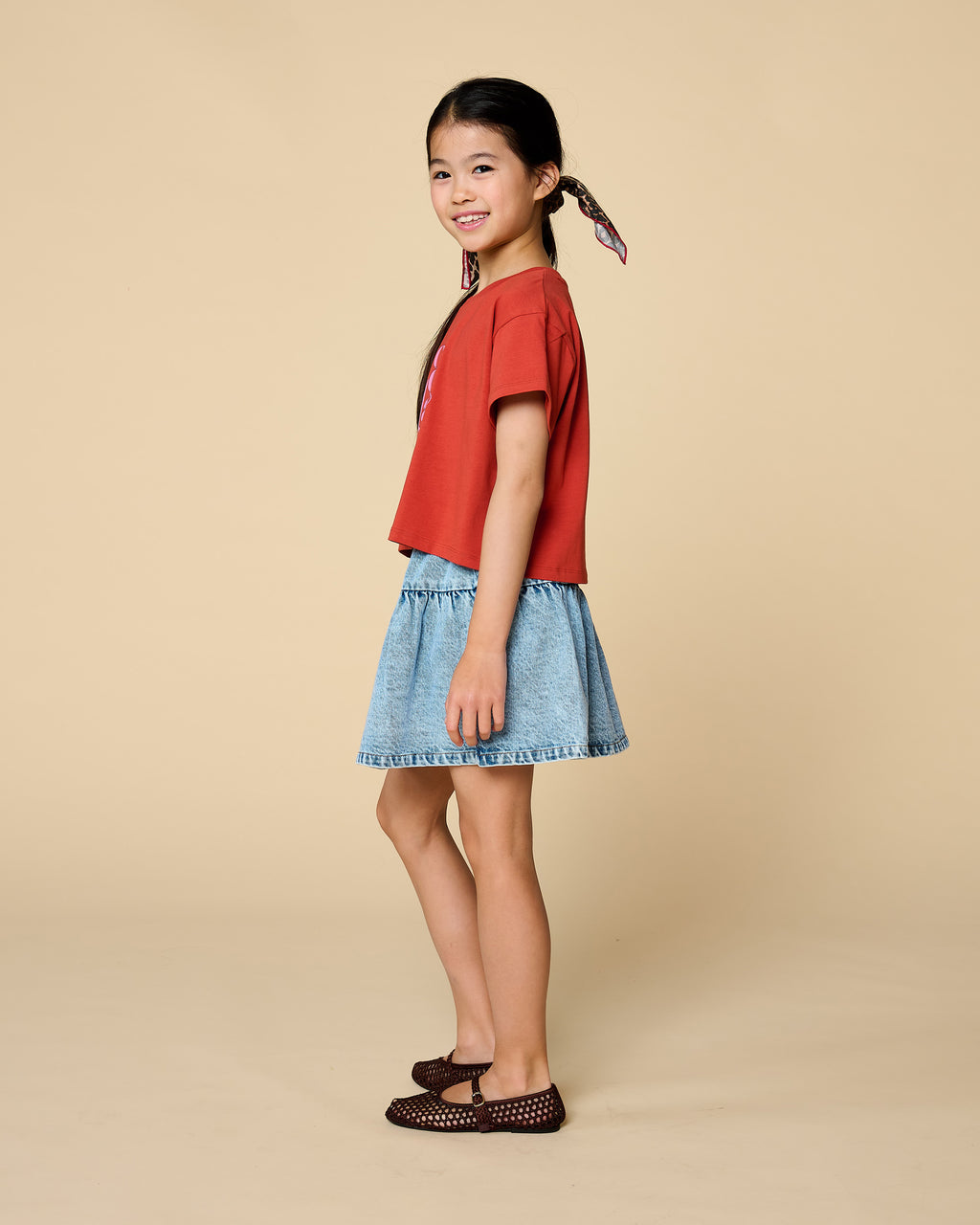 Jeans Ruffle Skirt  | Pale Light Blue