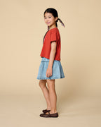 Jeans Ruffle Skirt  | Pale Light Blue