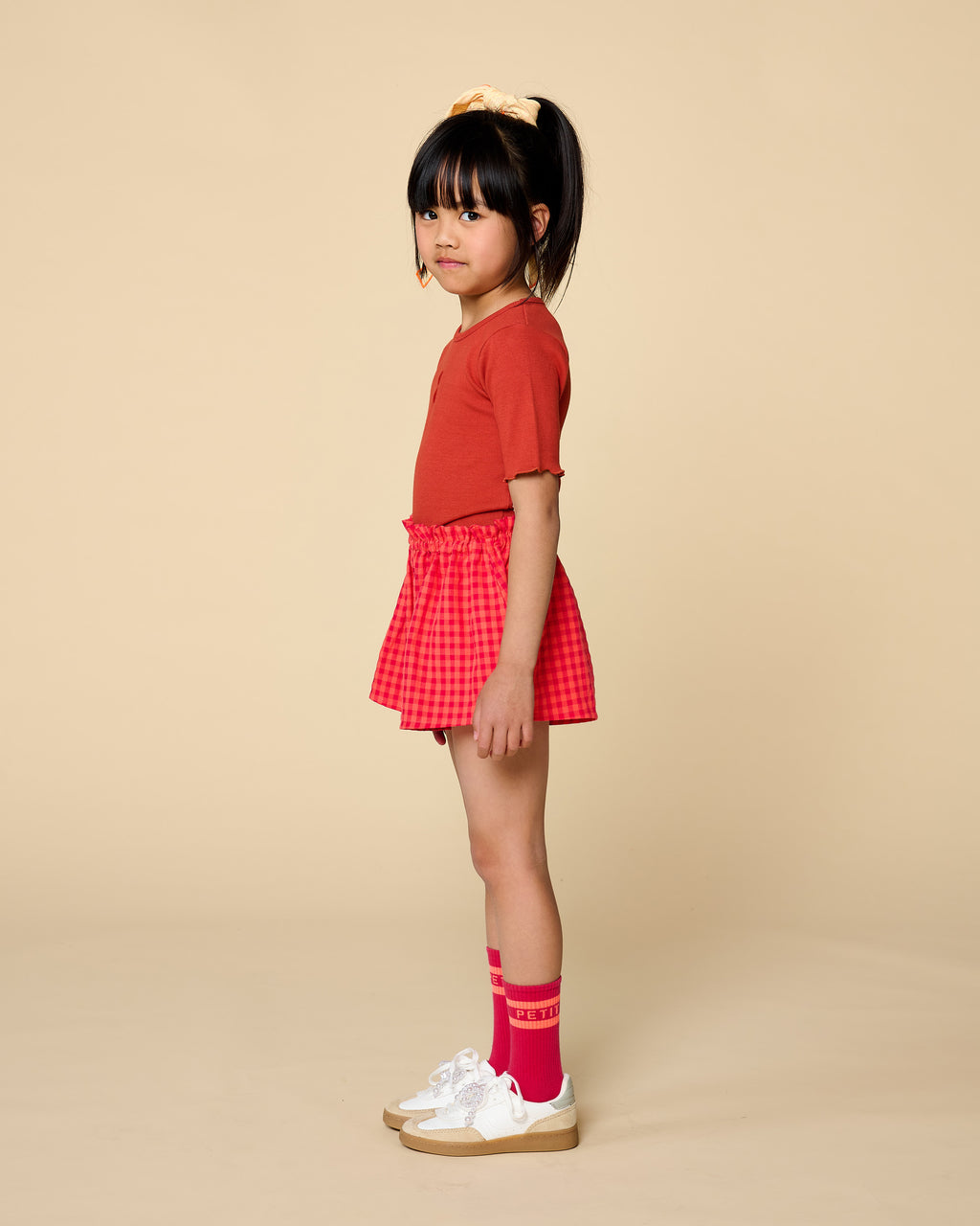 Ruffle Short | Check Red