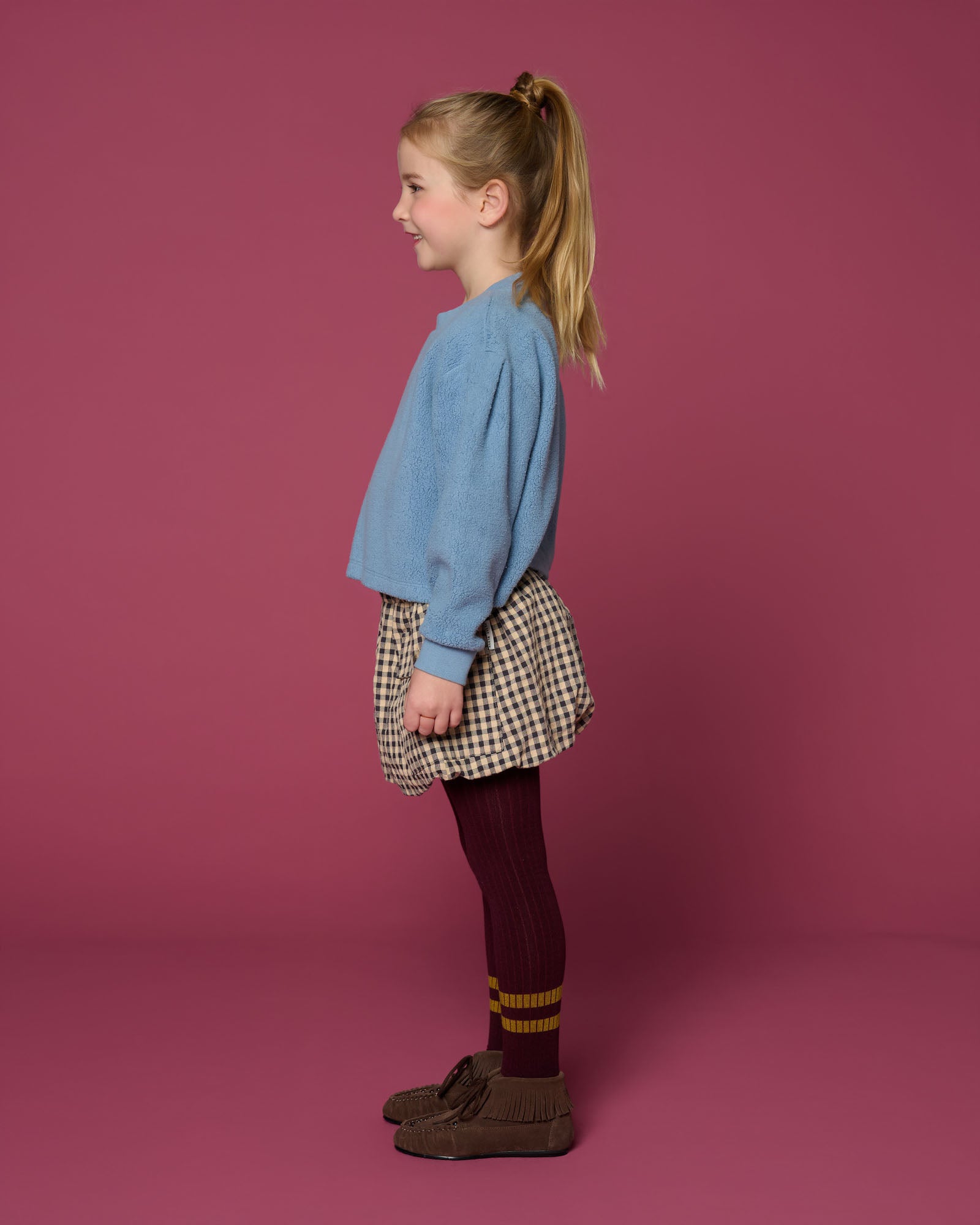 Cargo Ballon Skirt | Check Beige/Blue
