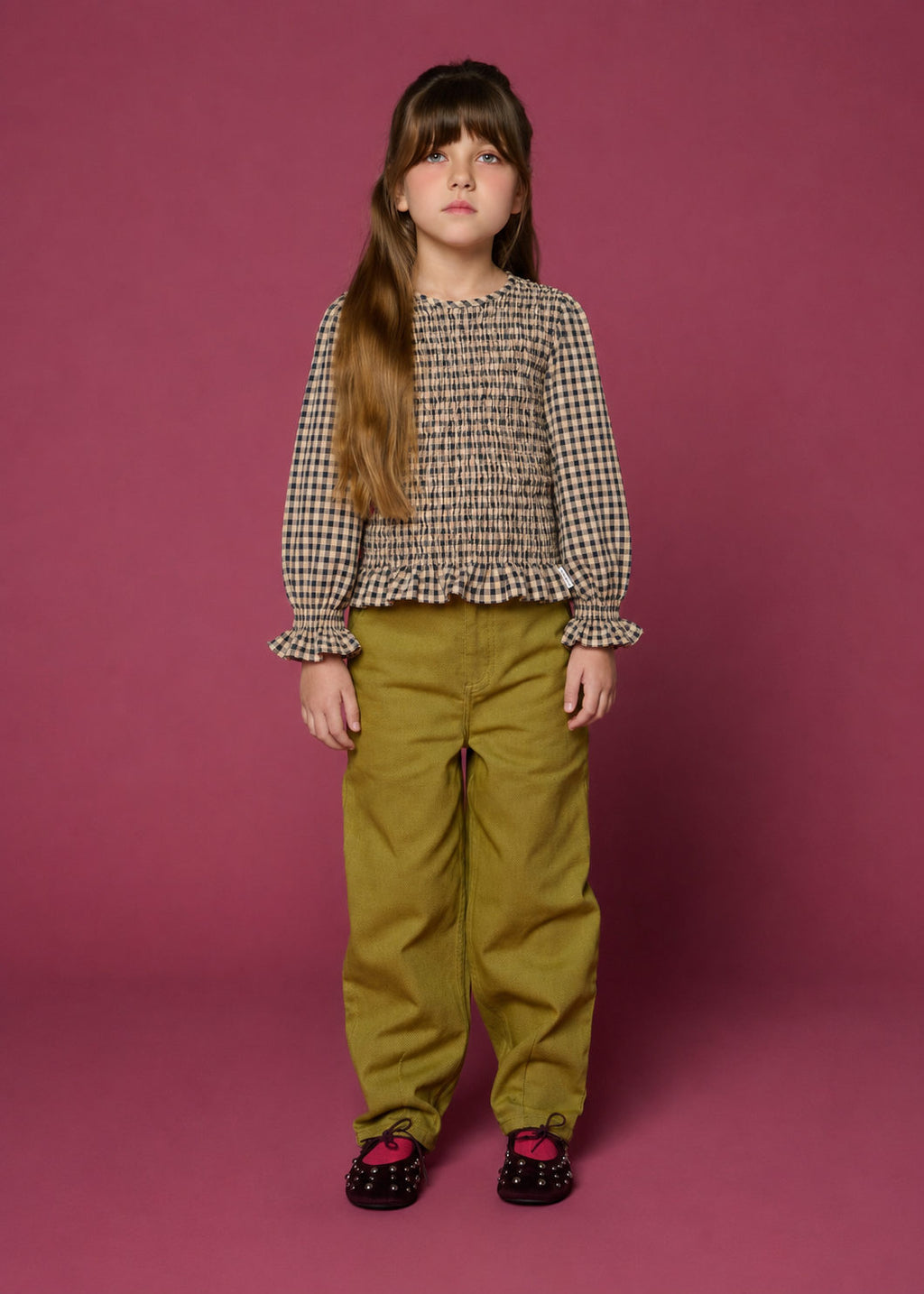 Flow Blouse  | Check Beige/Blue
