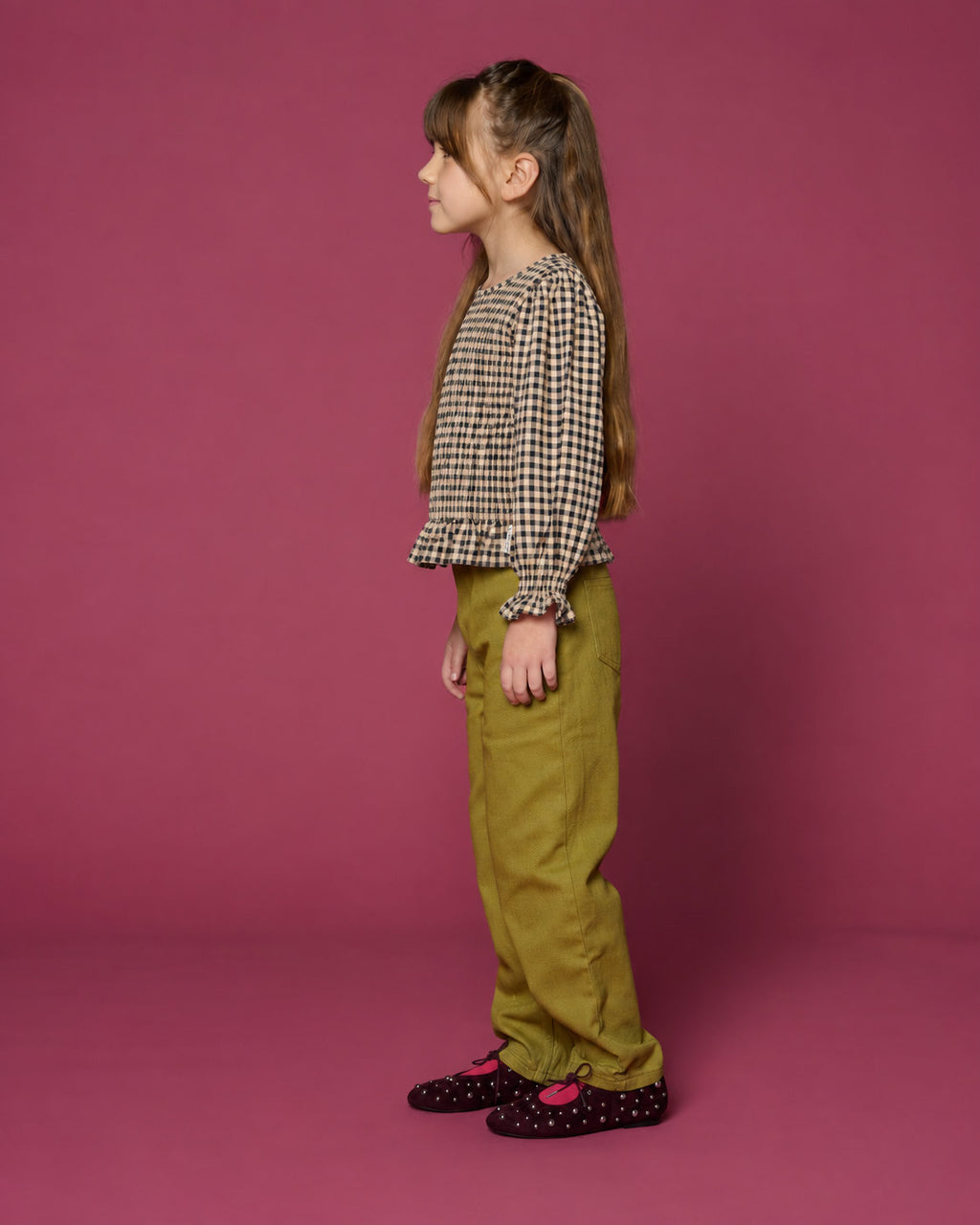 Flow Blouse  | Check Beige/Blue