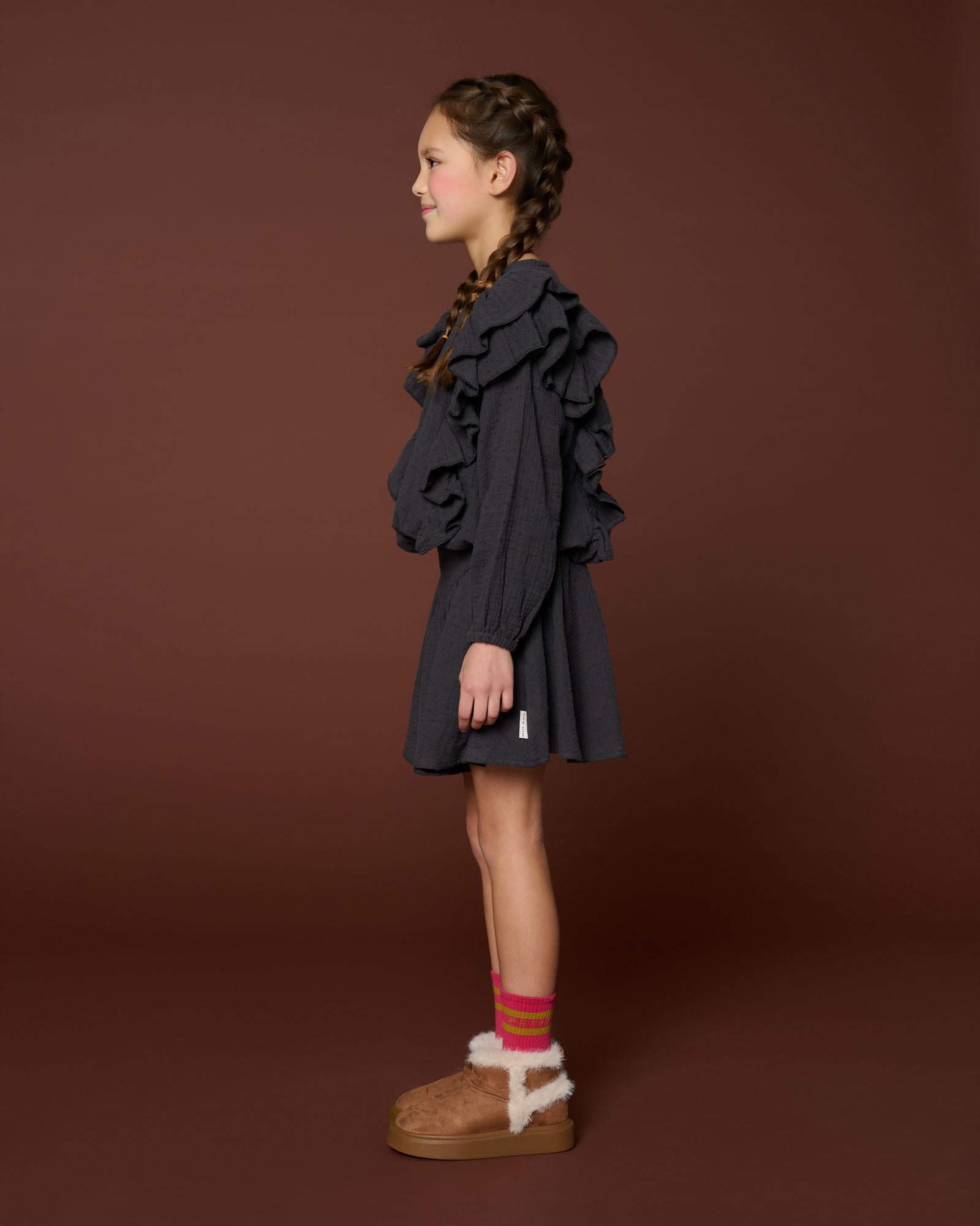 Romantic Ruffle Blouse | Dark Grey
