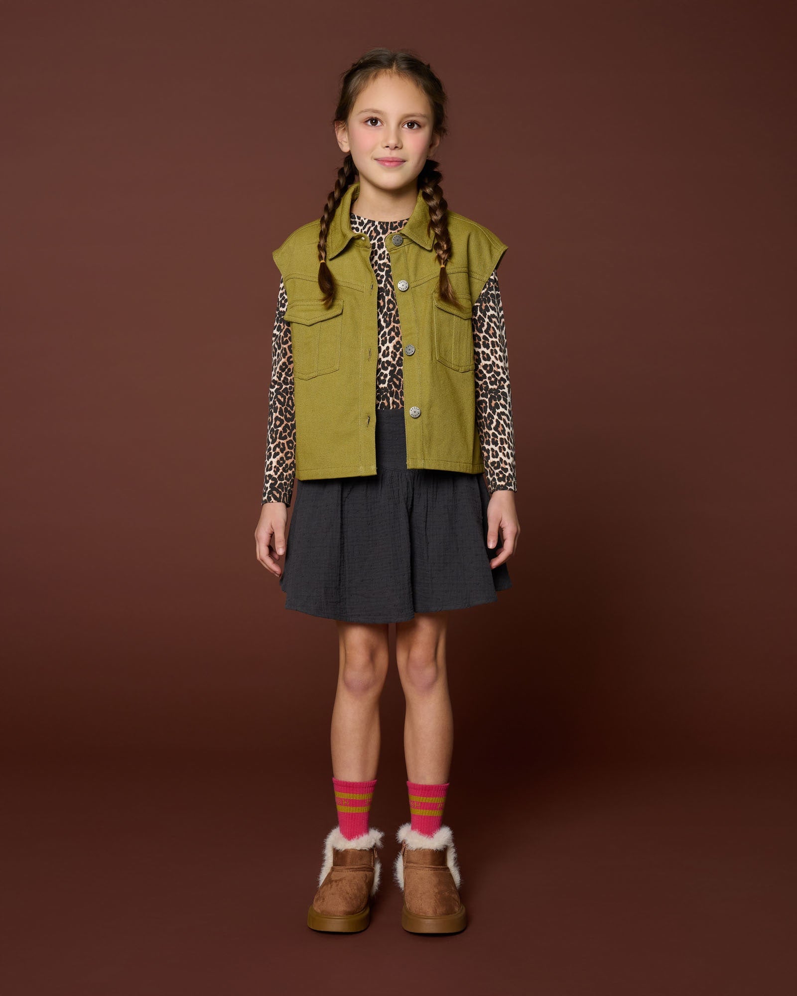 Denim Waistcoat | Khaki