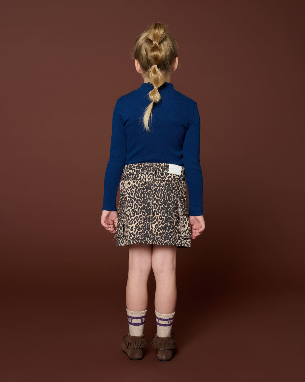 Denim Cargo Skirt | Leopard AOP