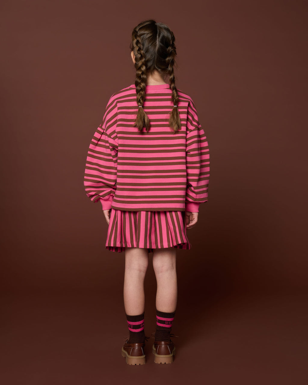 Mini Ruffle Skirt | Stripe Pink/Brown
