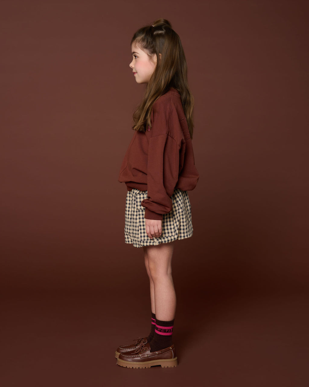 Cargo Ballon Skirt | Check Beige/Blue