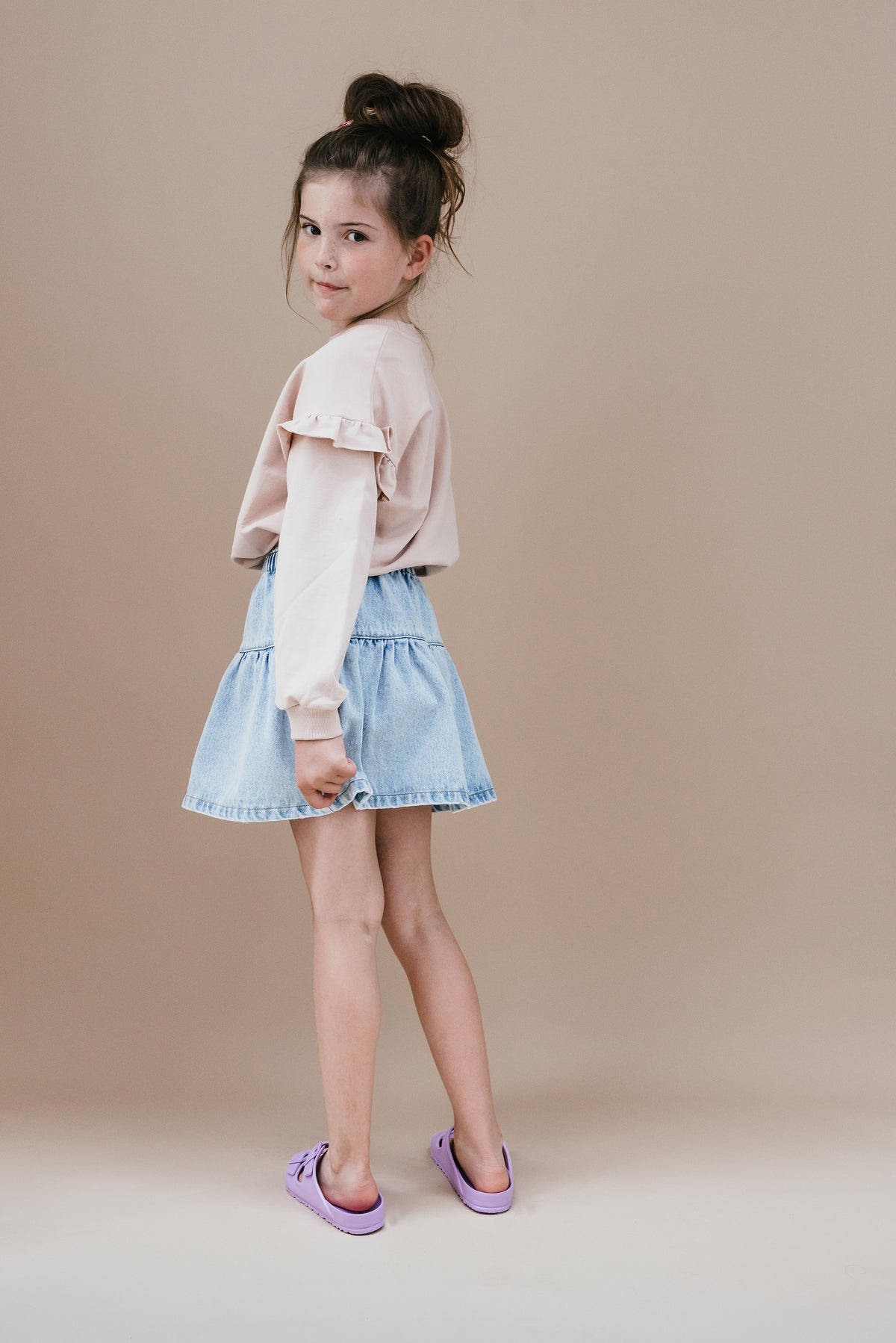 Jeans Ruffle Skirt | Washed Light Blue