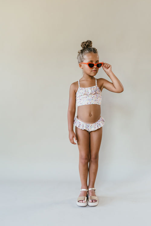 Petite Fleur Smocked Ruffle Strap Bikini main image 0
