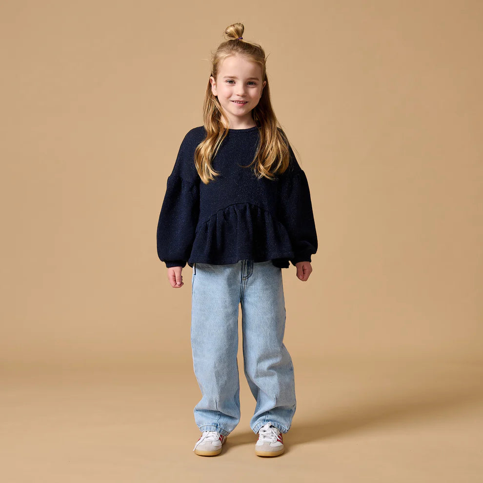 Ruffle Sweater | Blue Lurex