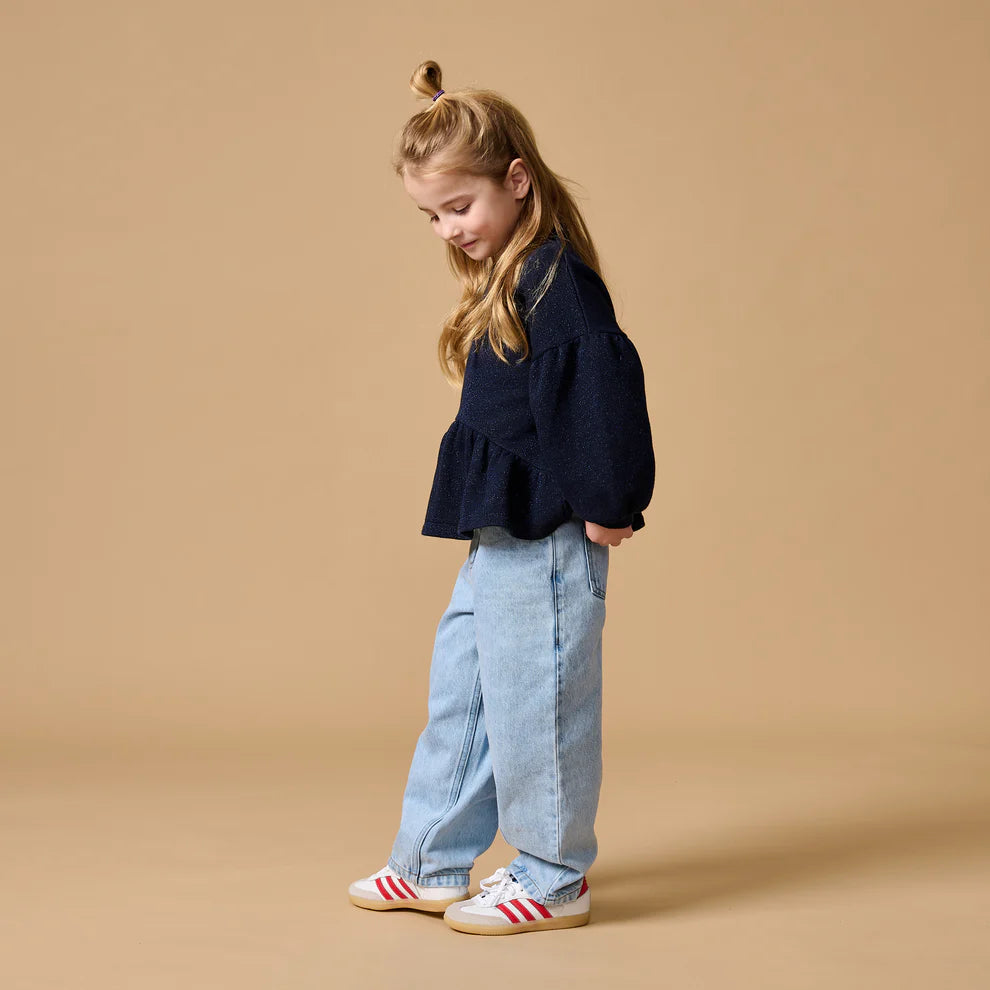 Ruffle Sweater | Blue Lurex