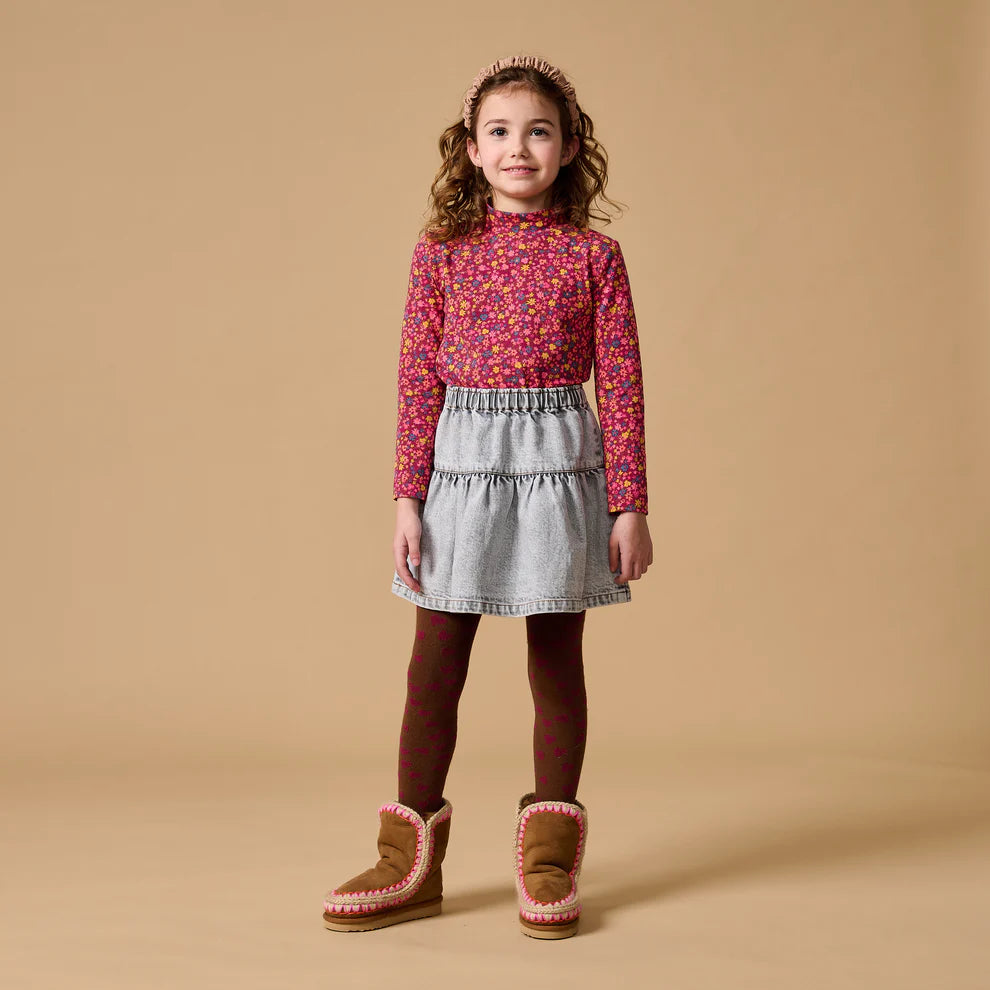 Jeans Ruffle Skirt | Washed Light Grey