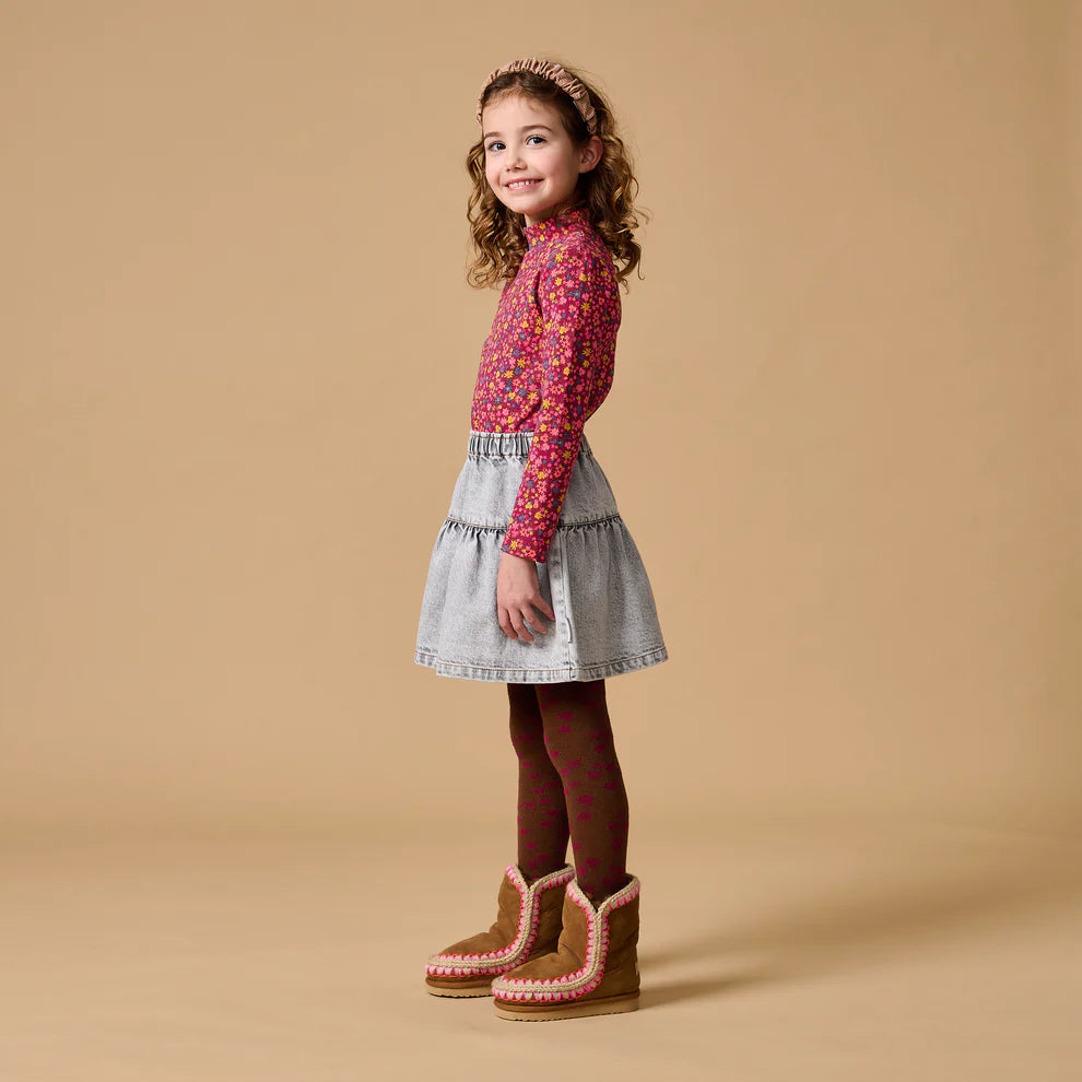 Jeans Ruffle Skirt | Washed Light Grey