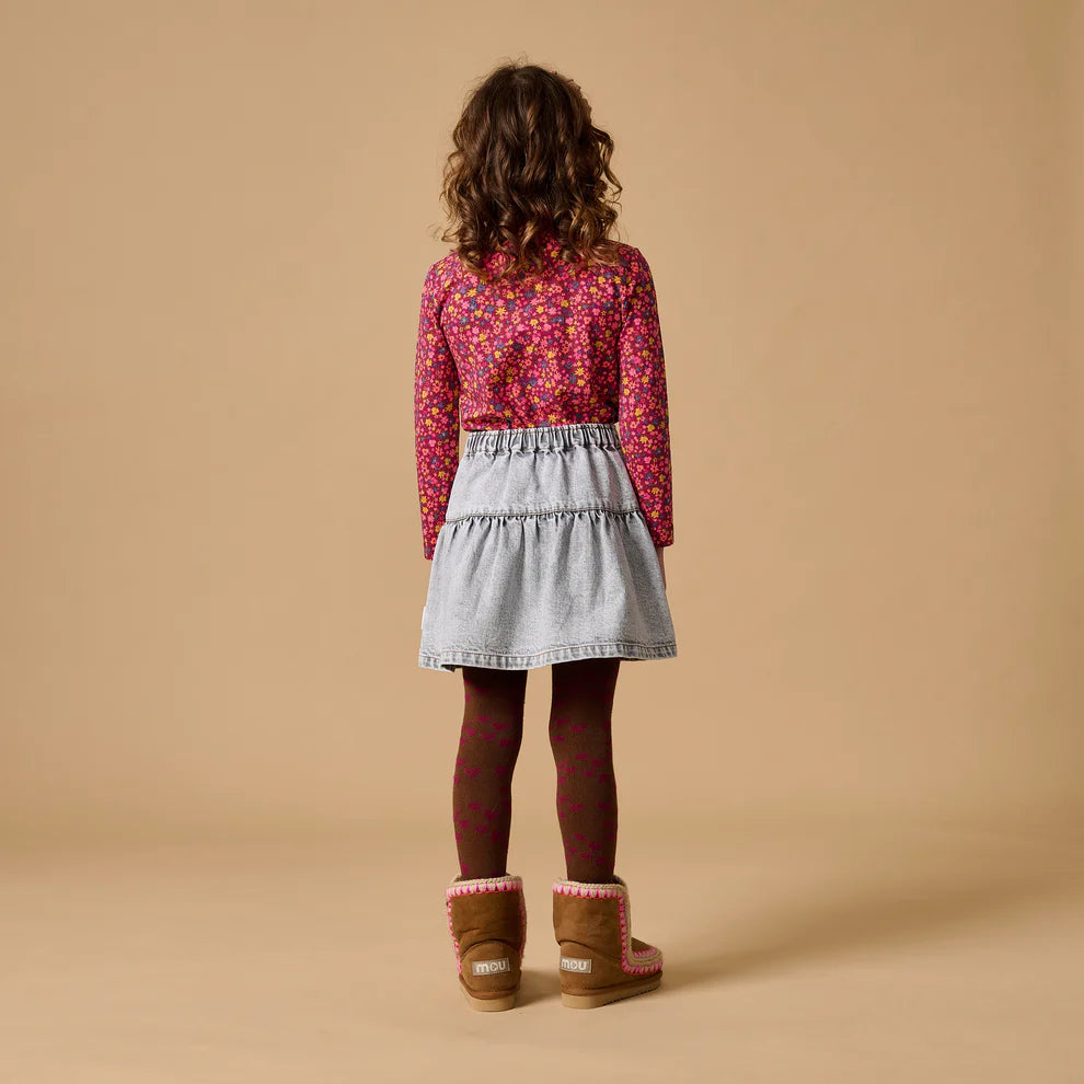 Jeans Ruffle Skirt | Washed Light Grey