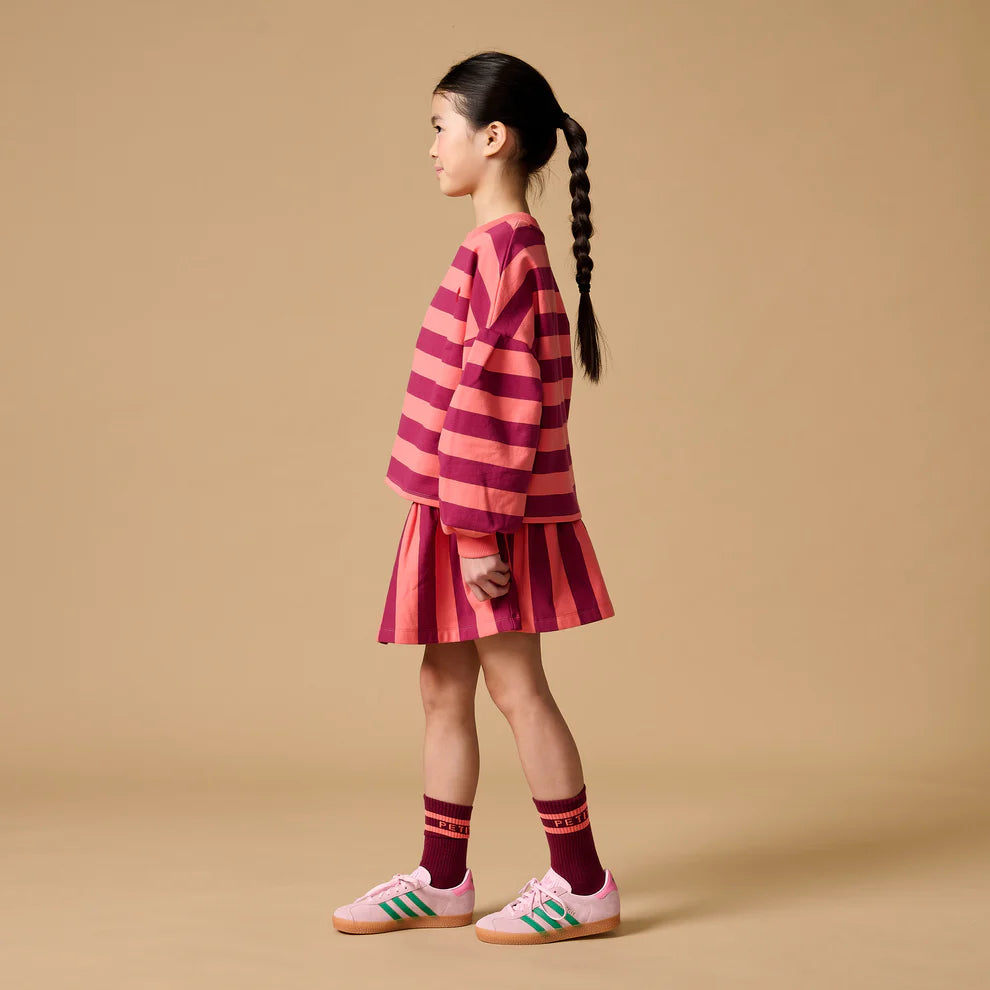 Ruffle Skirt Stripe | Peach/Beaujolais